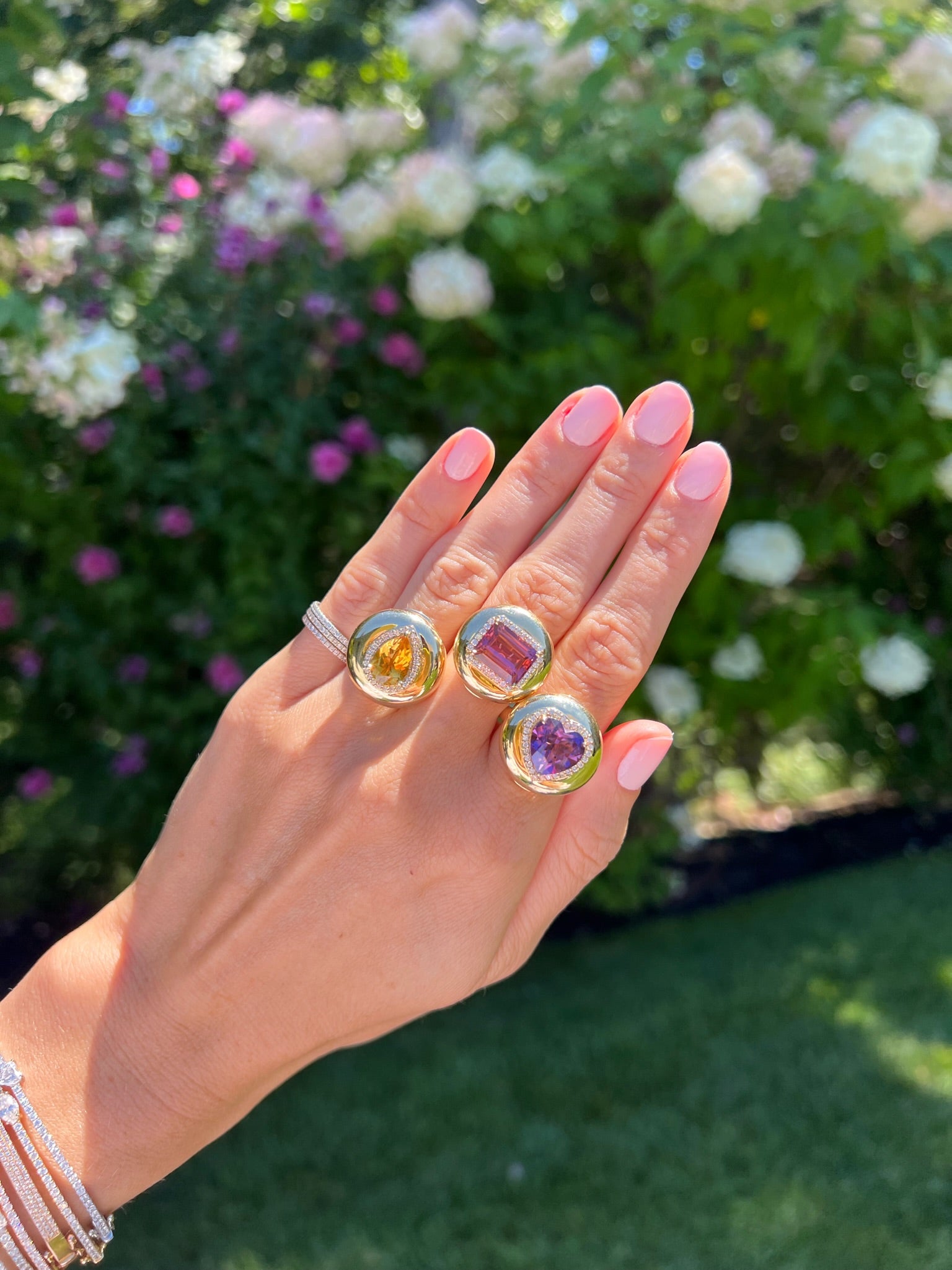 Garnet Candy Button Heart Ring