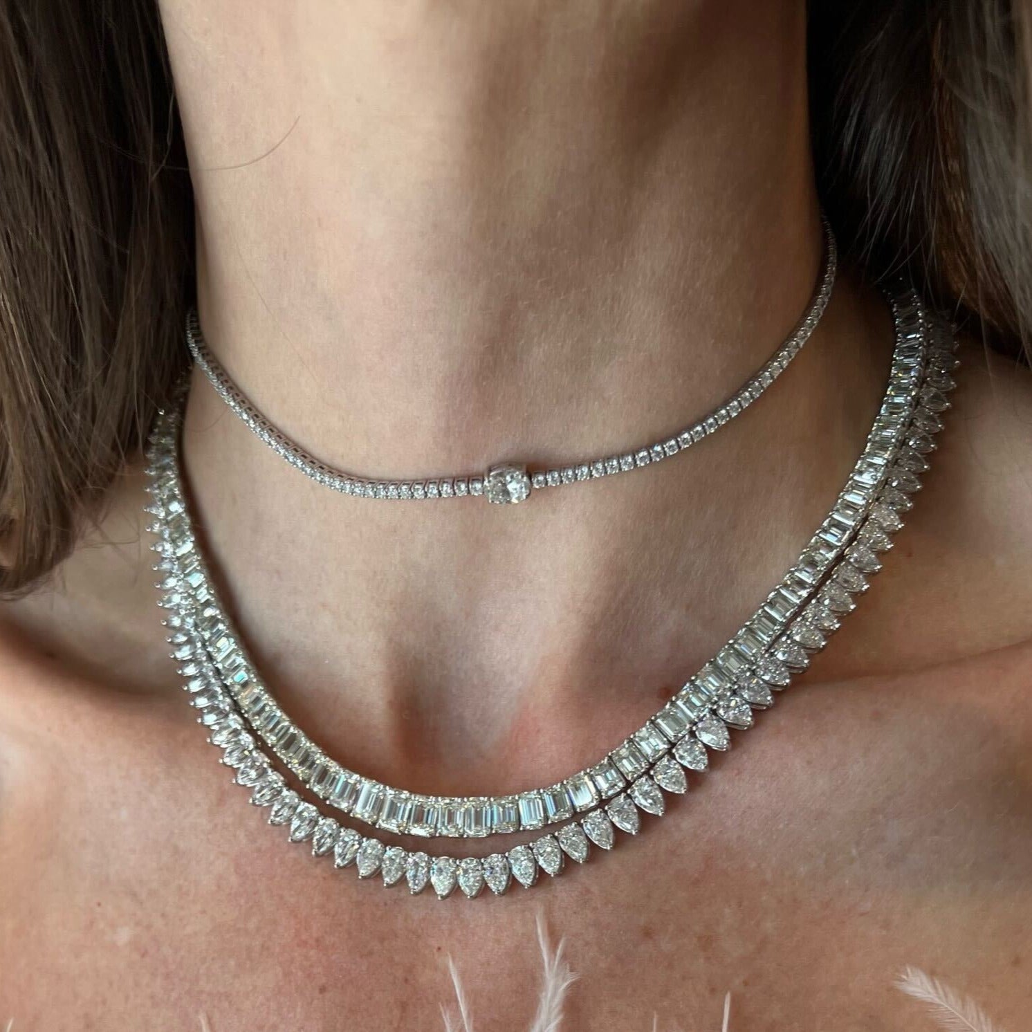 Pear Shape Diamond Riviera Necklace
