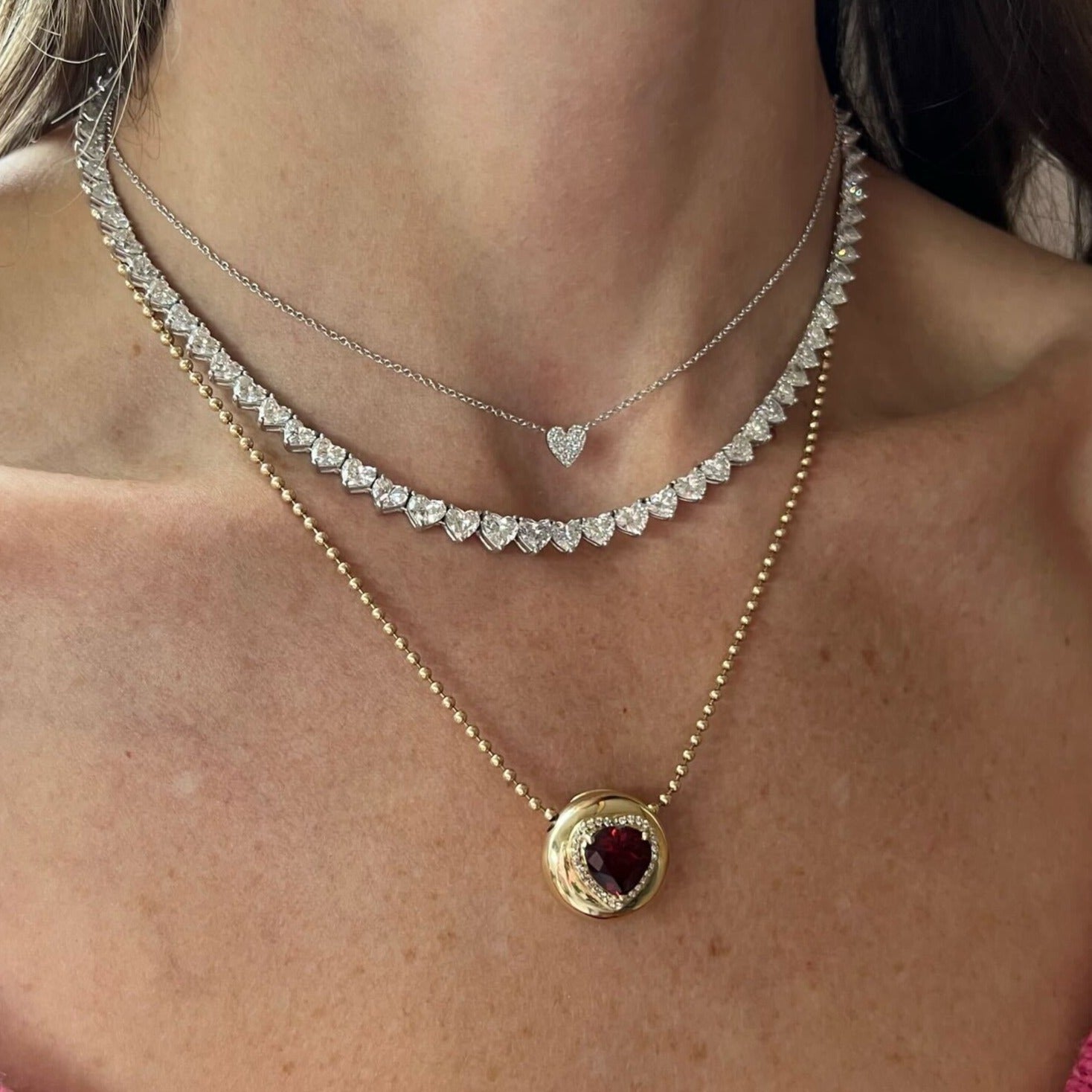 Signature Heart Shape Diamond Tennis Necklace