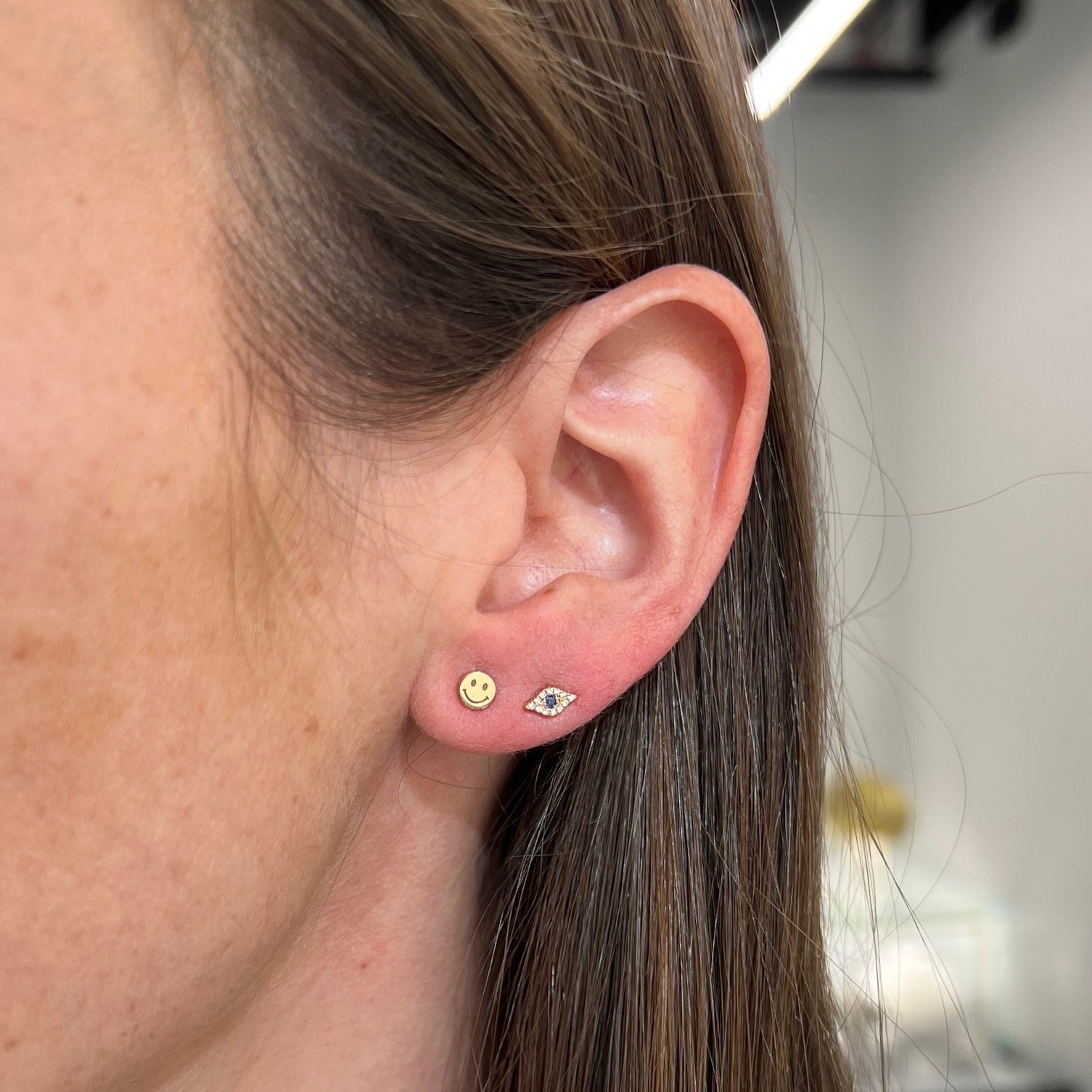 Mini Diamond Evil Eye Stud Earring