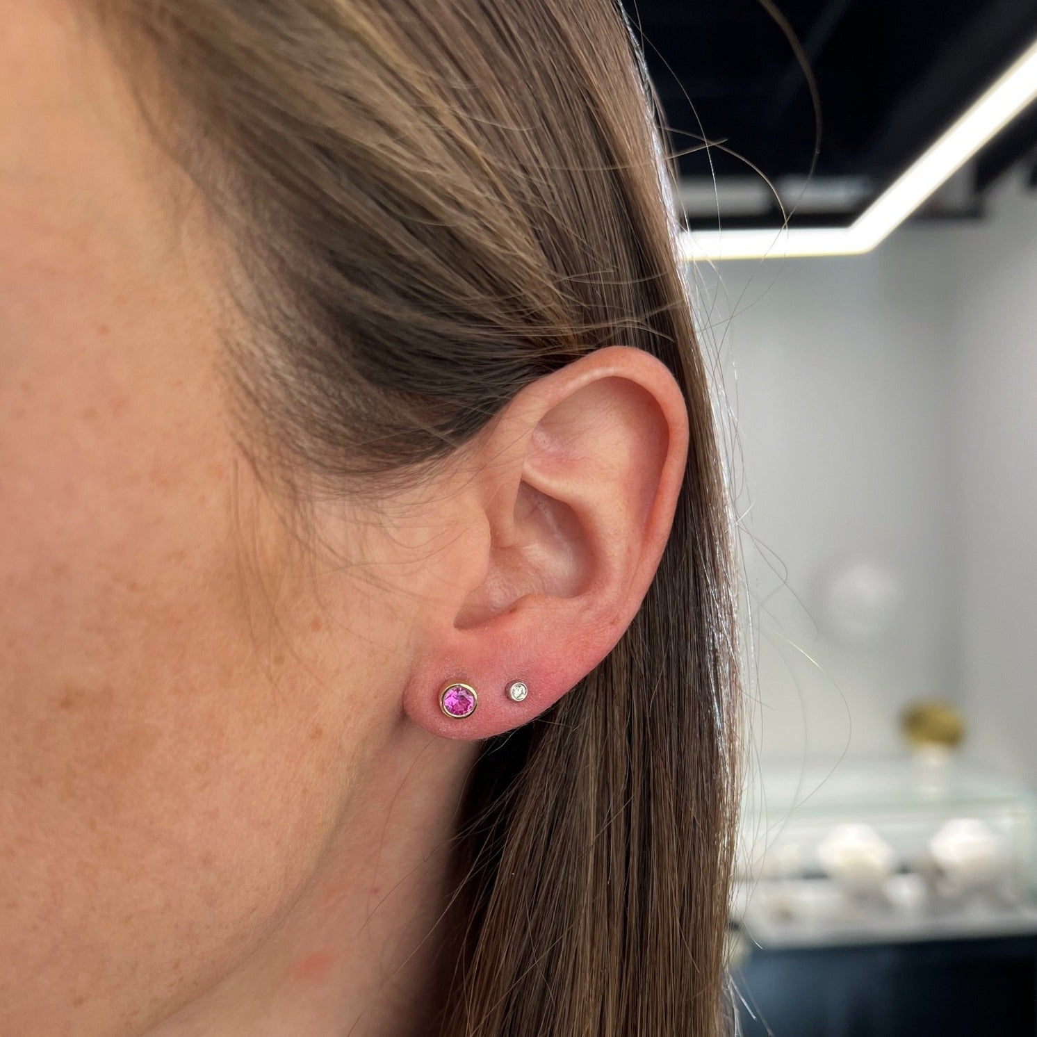 Diamond Bezel Stud Earrings