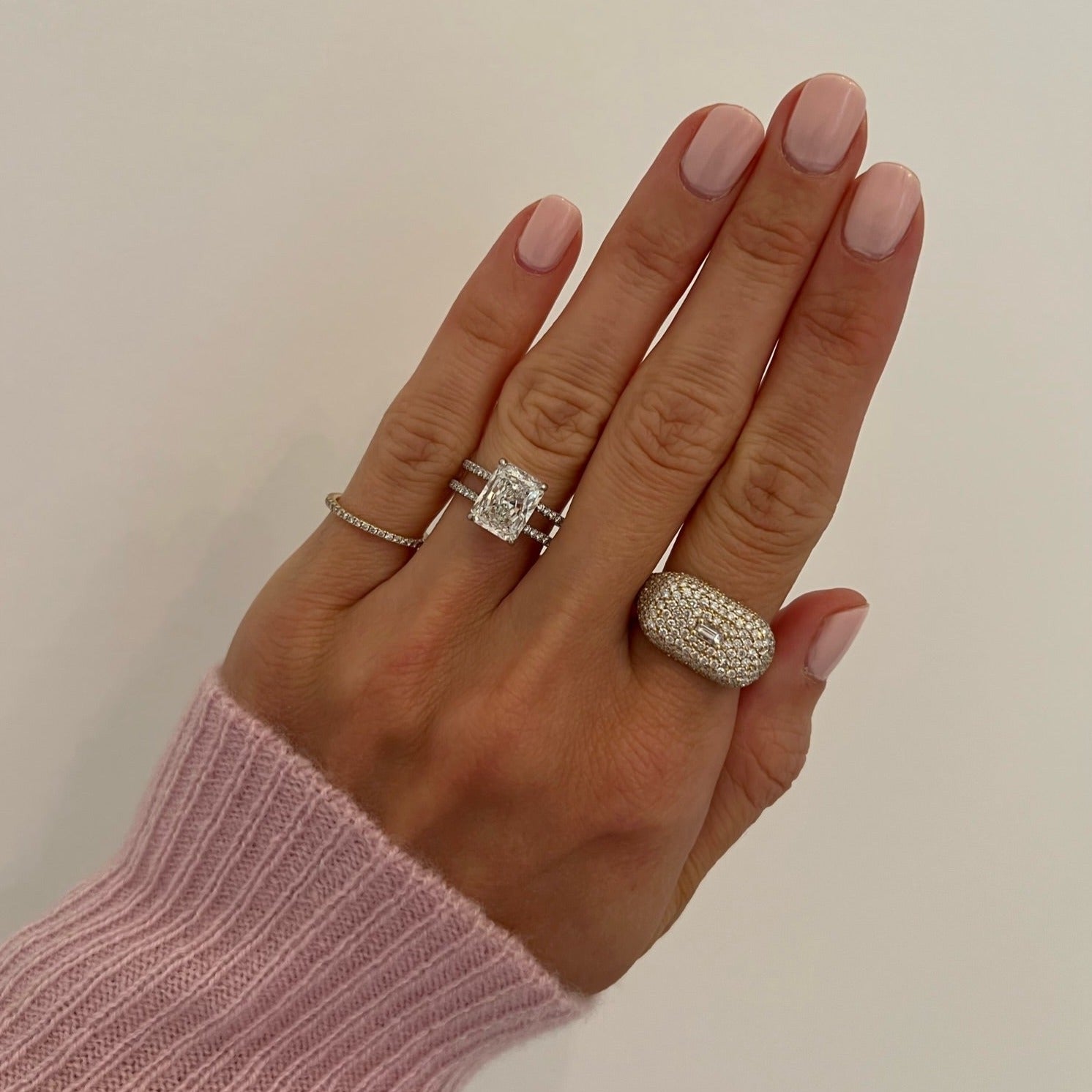 3.02ct Radiant Cut Double Pave Engagement Ring