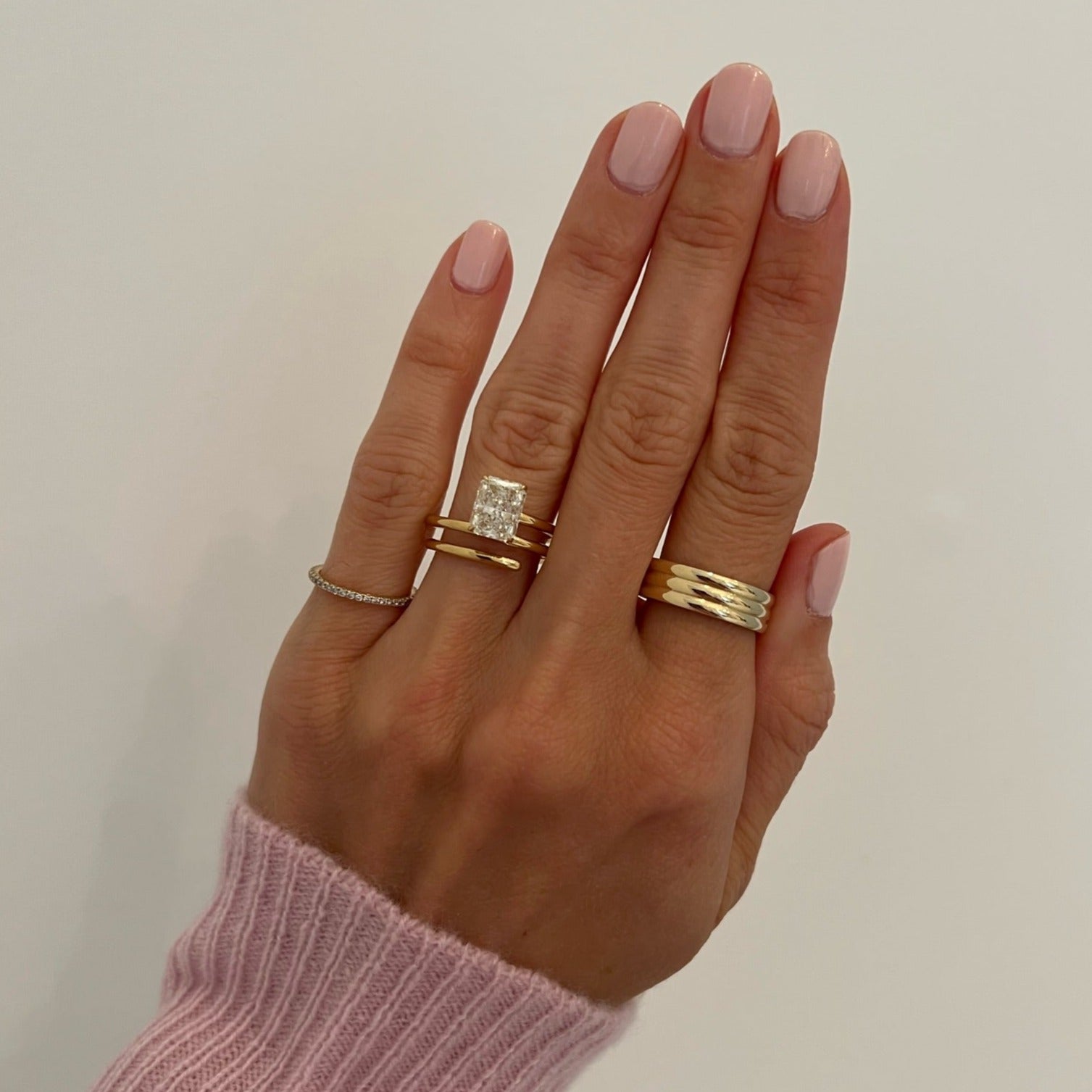 Radiant Cut Coiled Rounded Shank Engagement Ring