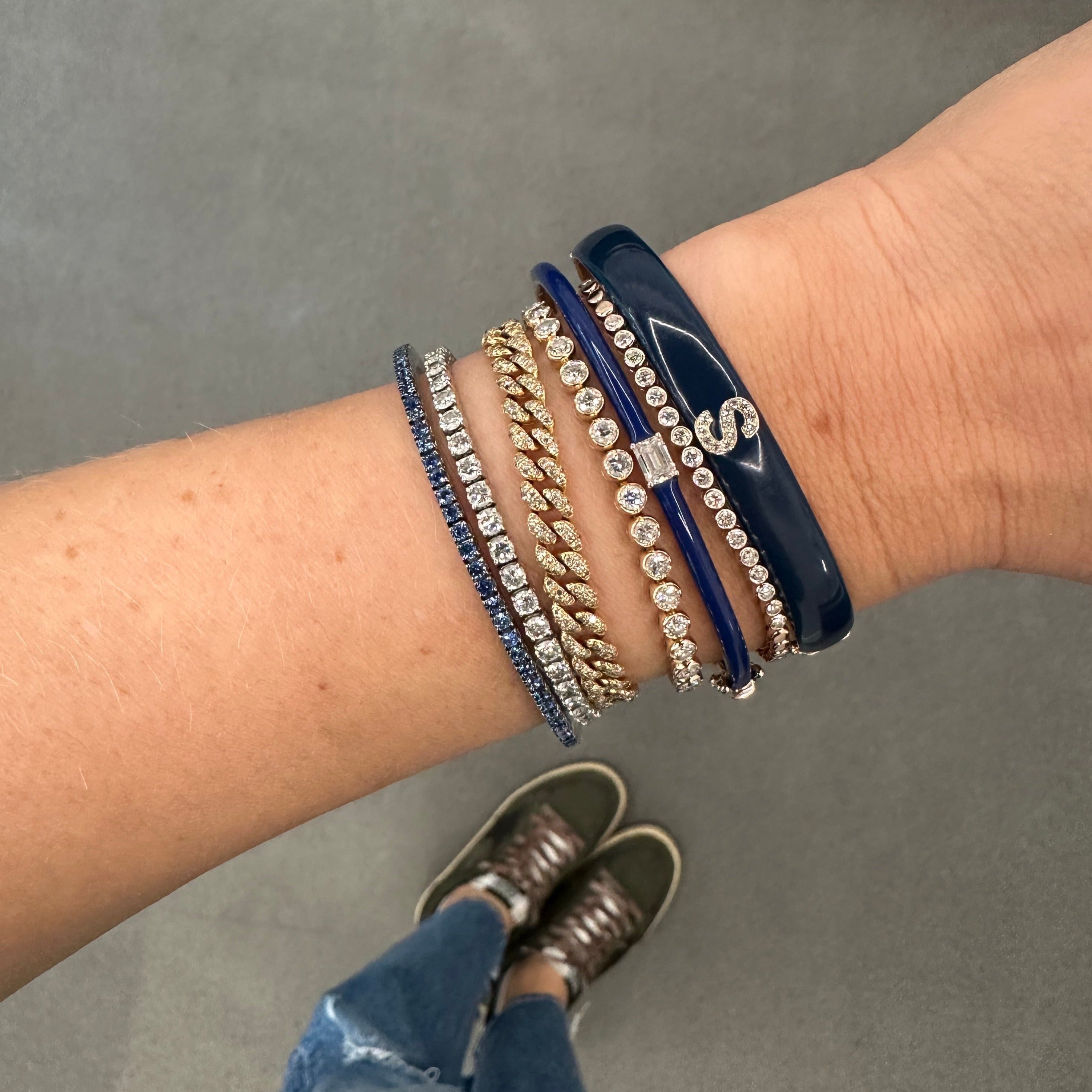 Extensible Blue Sapphire Tennis Bracelet