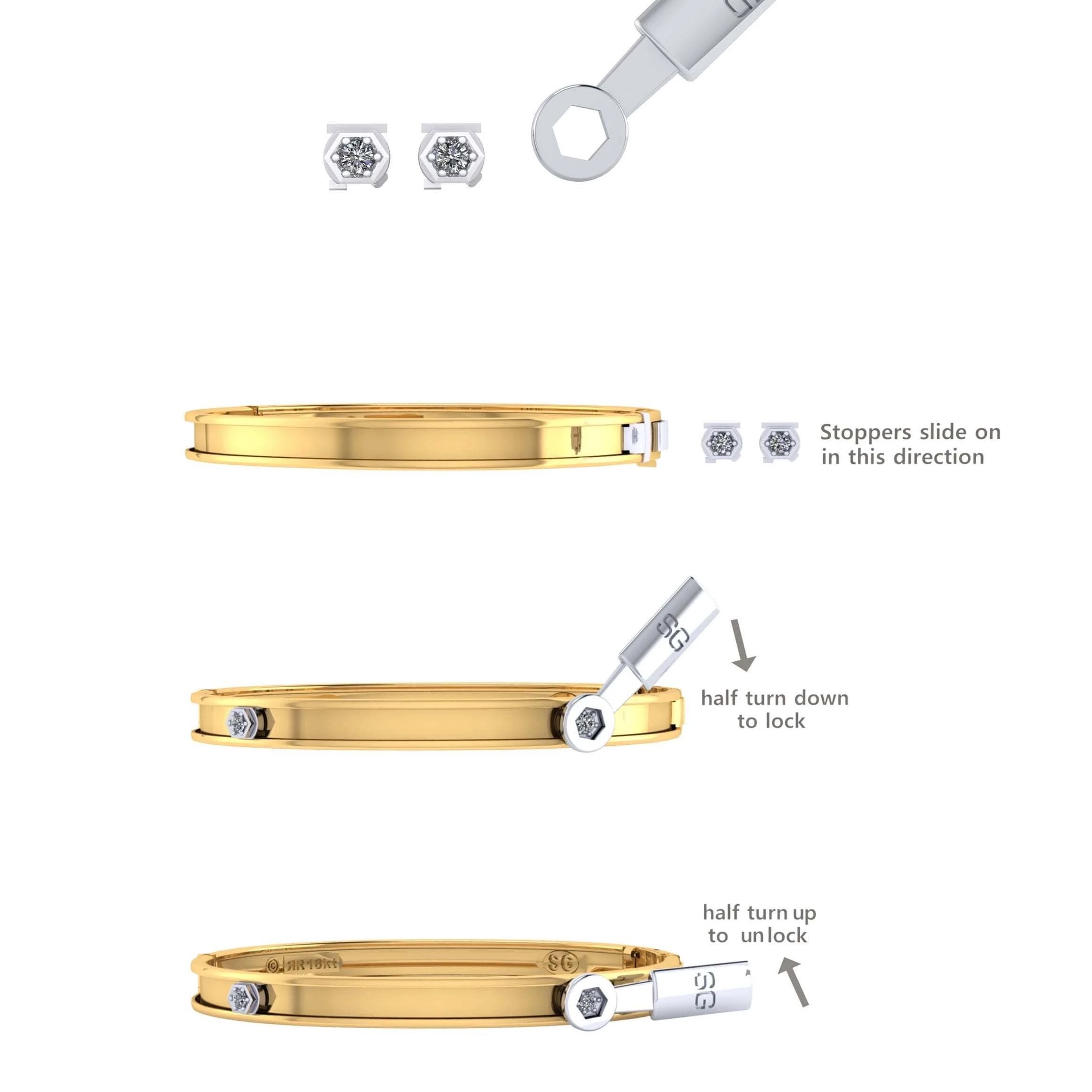 Pair of Diamond Stoppers for Personalized Slider Bangle™