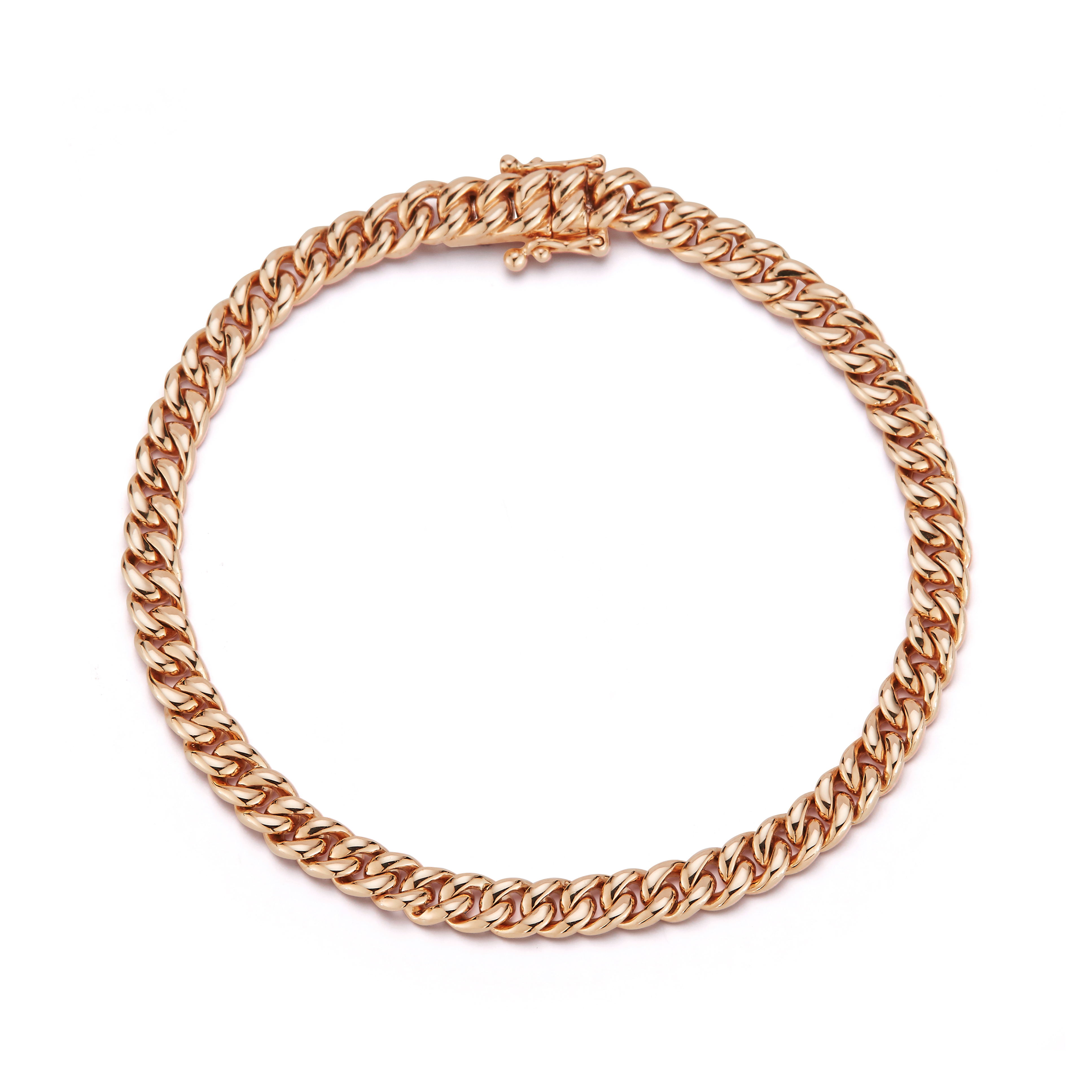 Mini Solid Gold Cuban Link Bracelet in Rose Gold