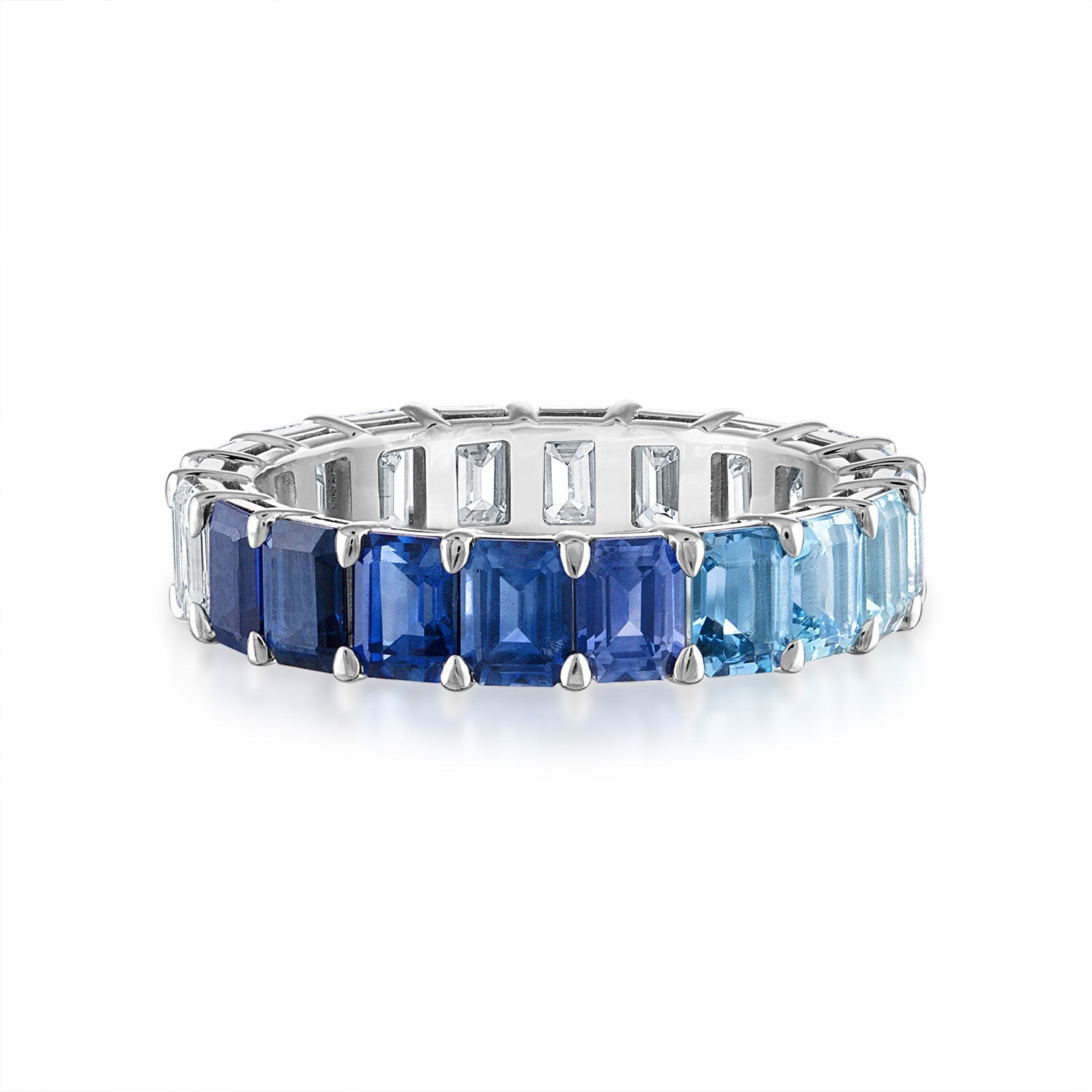 Monochromatic Ombre and Diamond Eternity Band Platinum Emerald