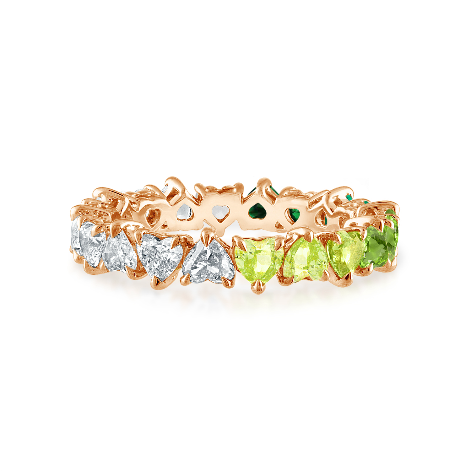 Rose Gold Ombre and Diamond Heart Eternity Band
