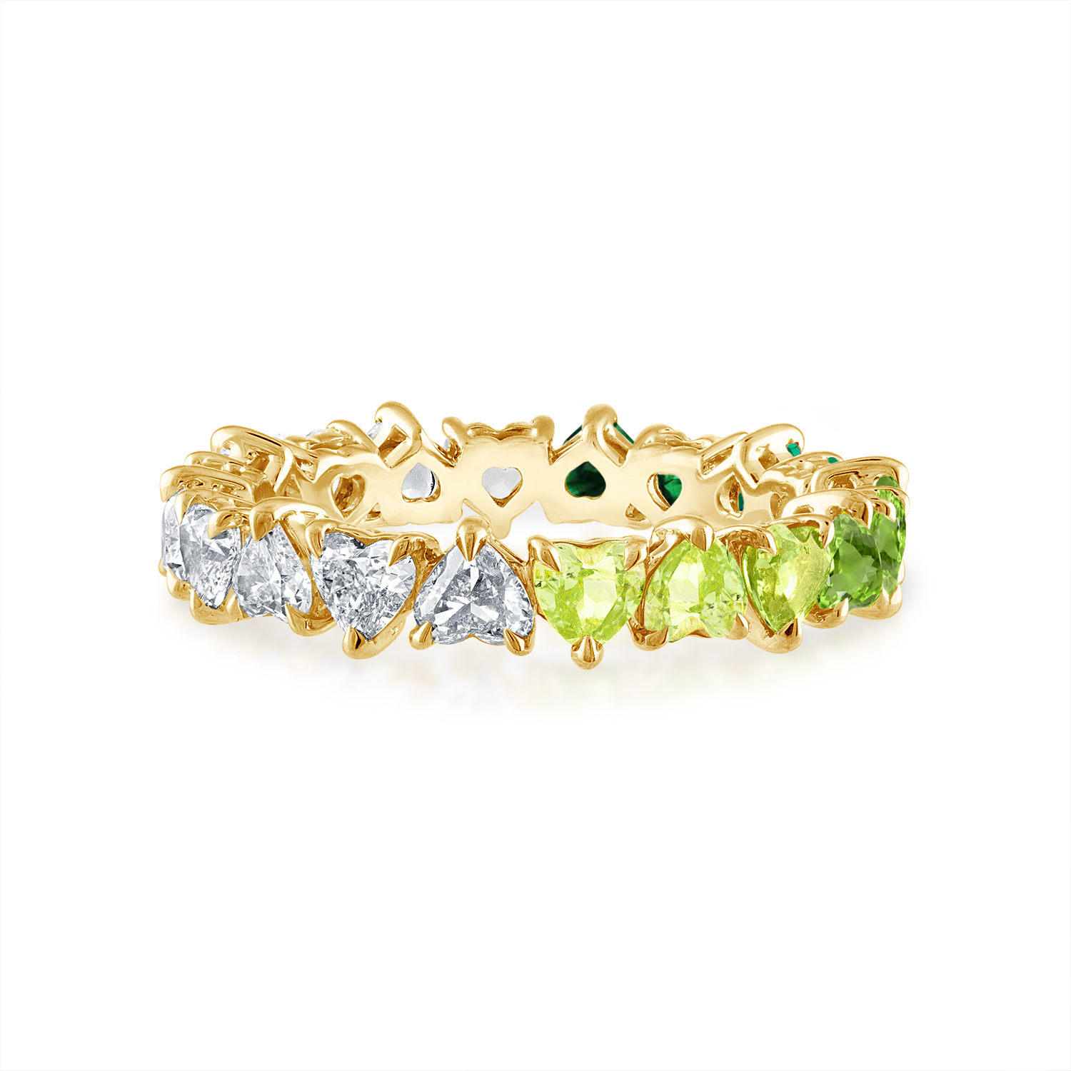 Monochromatic Ombre and Diamond Eternity Band 18K Yellow Gold Heart