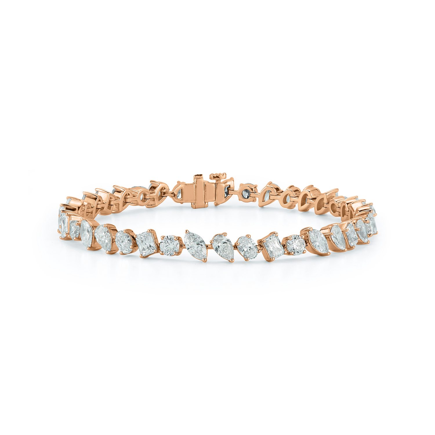 Multi Shape Diamond Tennis Bracelet in Rose Gold