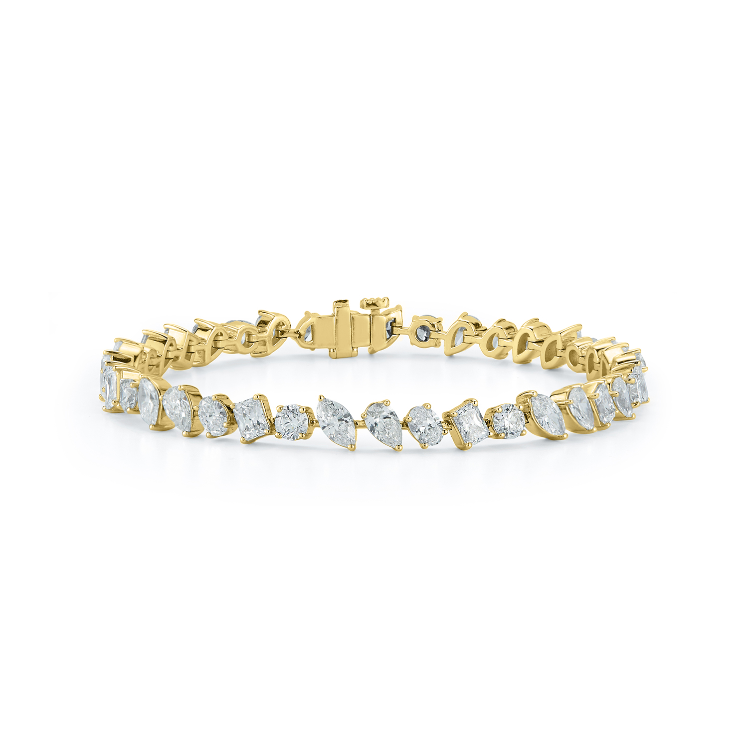 Multi Shape Diamond Tennis Bracelet in Yellow Gold