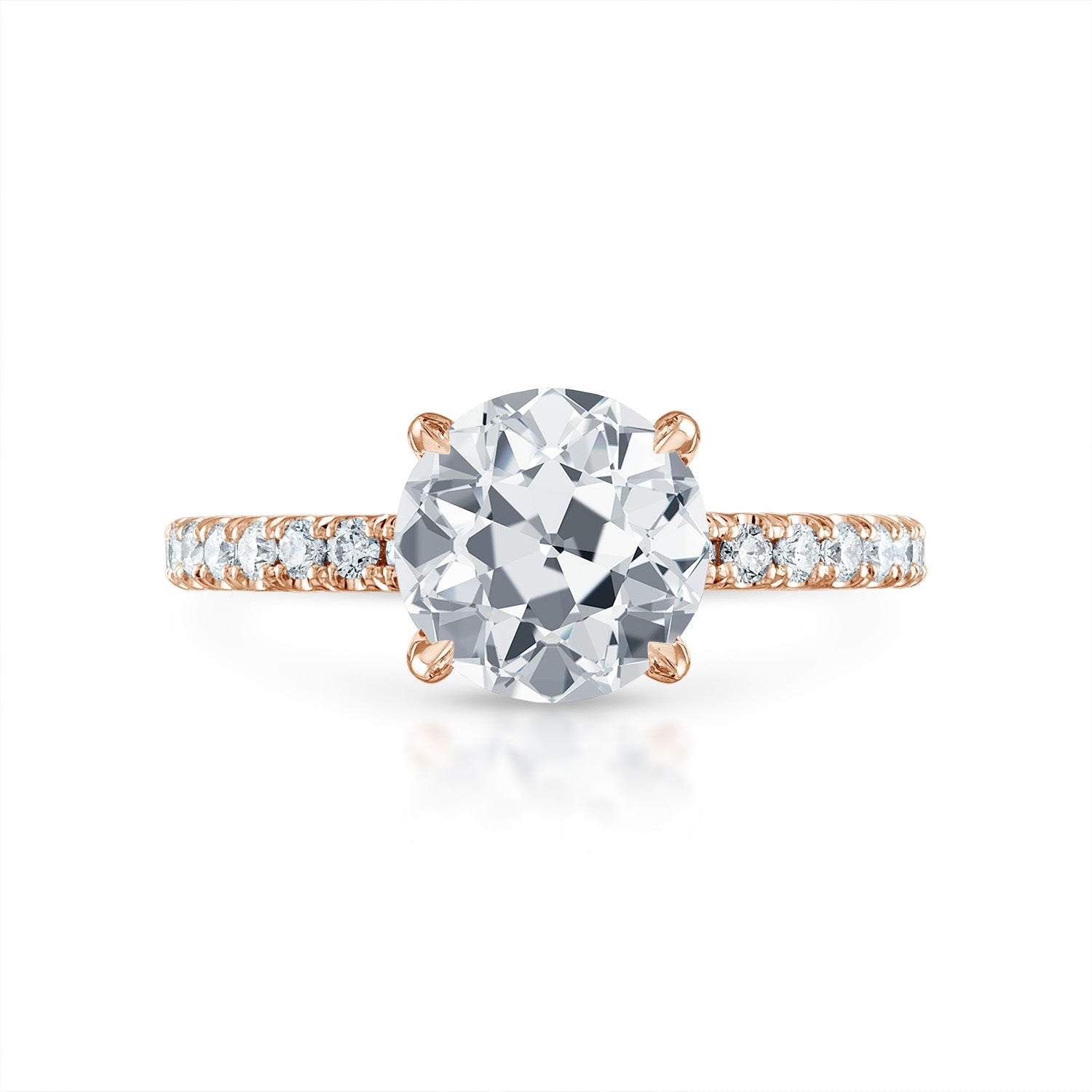 Antique Pave Engagement Ring in Rose Gold