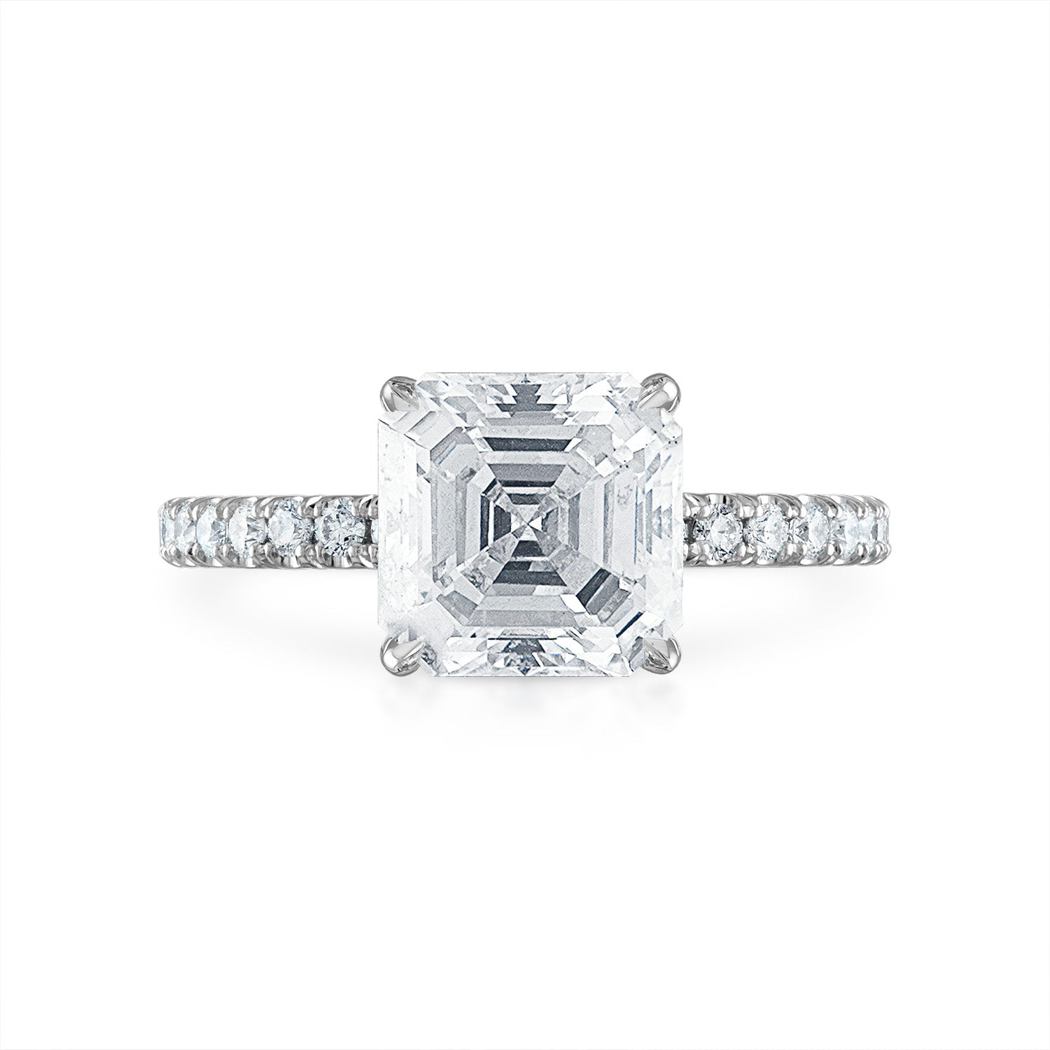 Cushion Pave Engagement Ring in Platinum