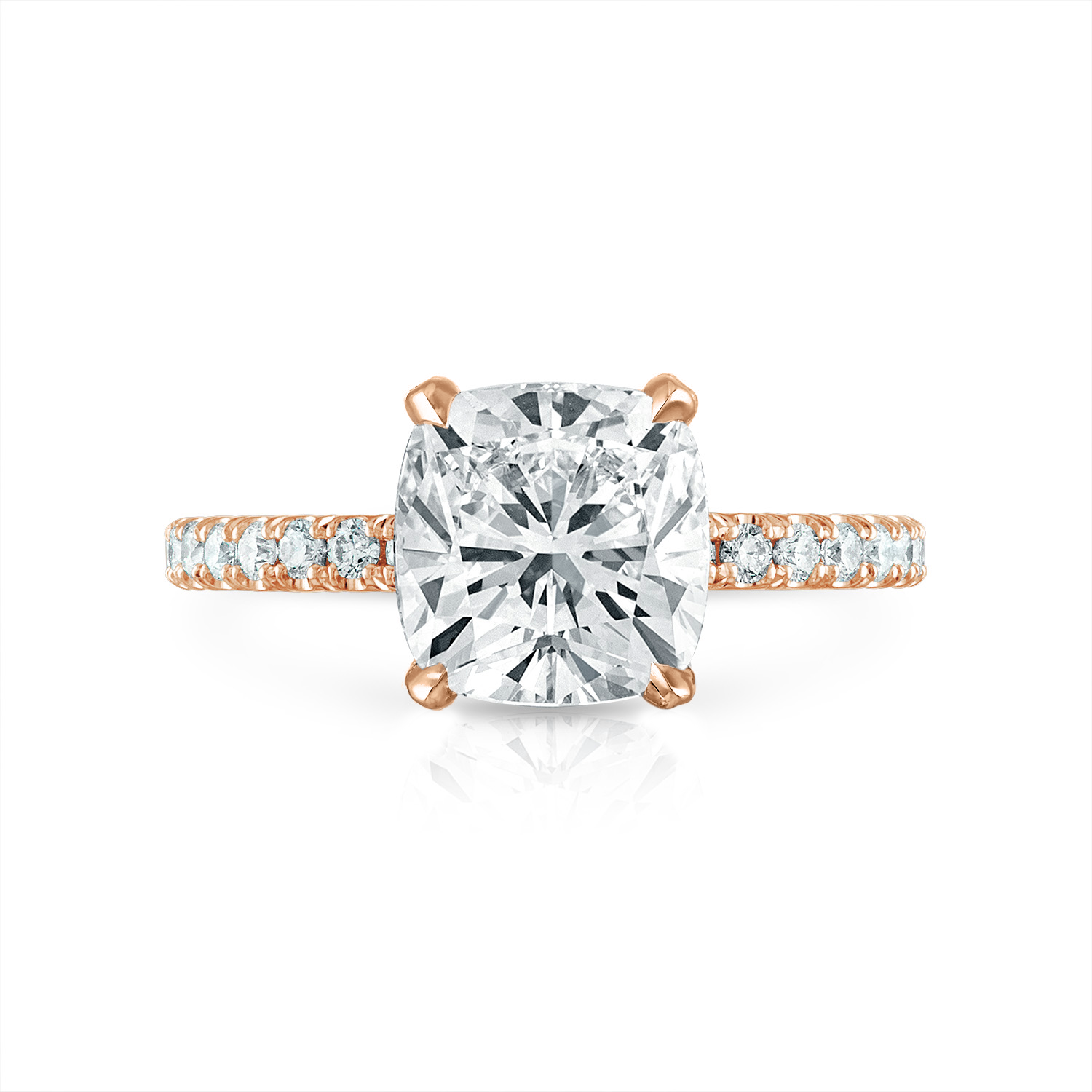 Cushion Pave Engagement Ring in Rose Gold
