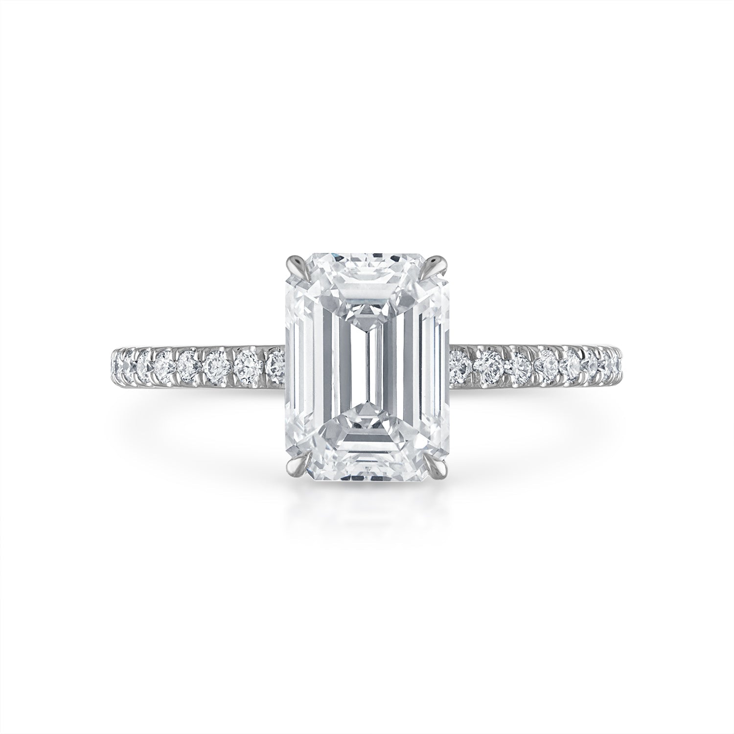 Emerald Pave Engagement Ring in Platinum