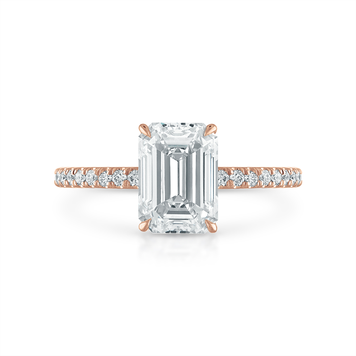 Emerald Pave Engagement Ring in Rose Gold