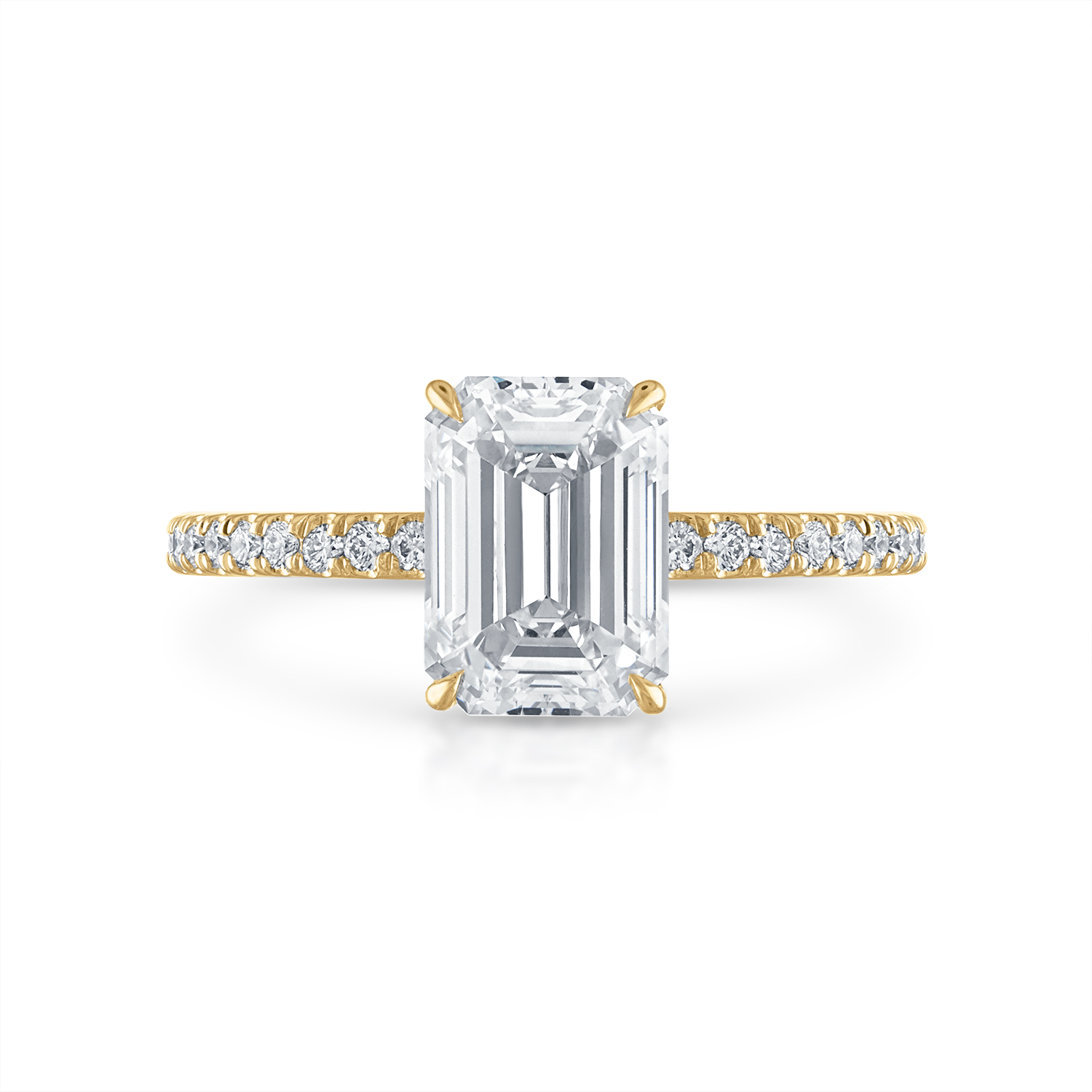 Emerald Pave Engagement Ring in Yellow Gold