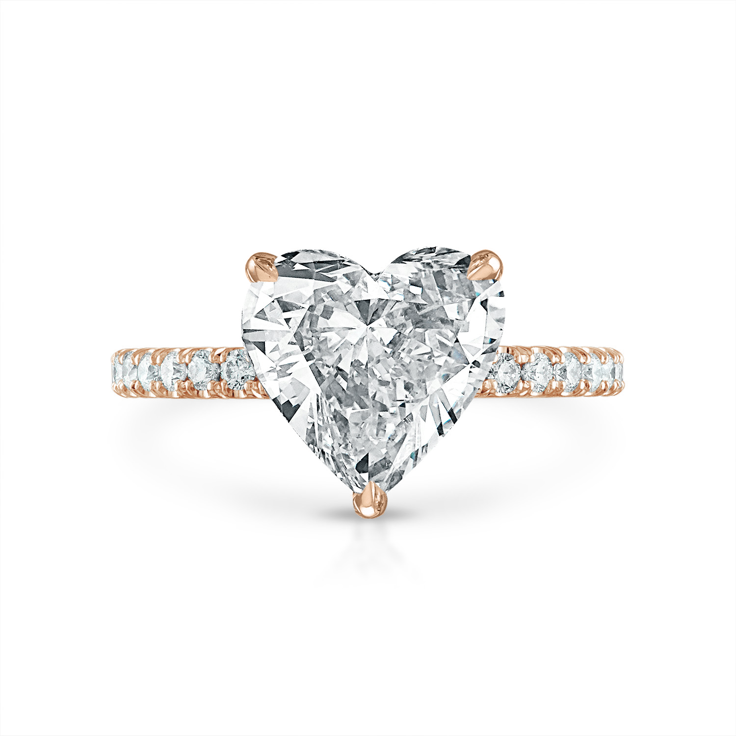 Heart Pave Engagement Ring in Rose Gold
