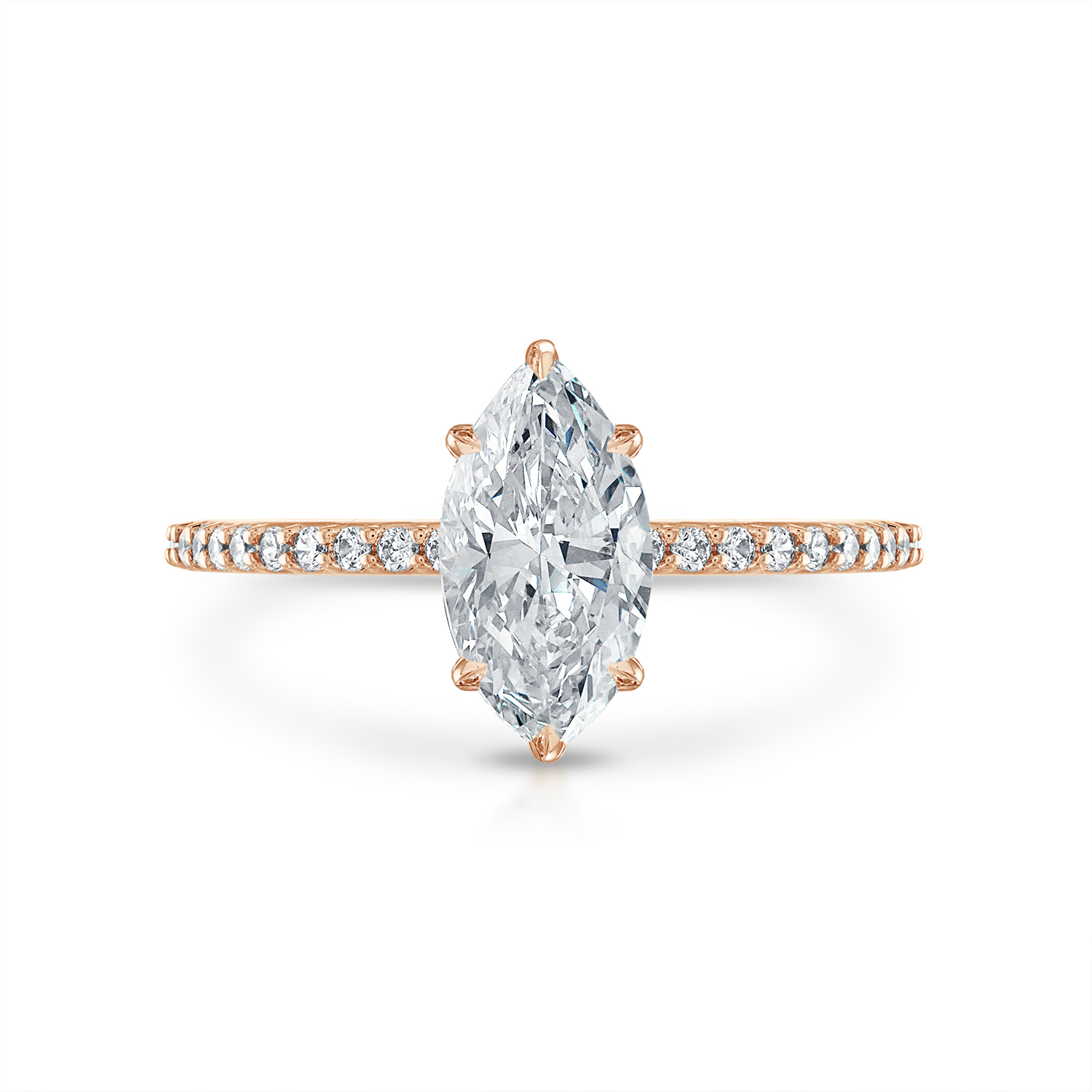 Marquise Pave Engagement Ring in Rose Gold