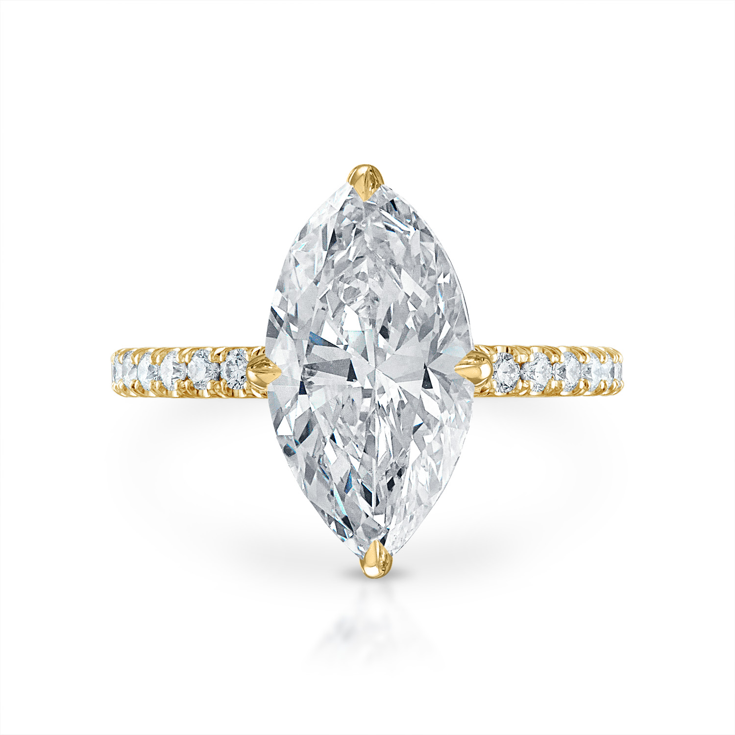 Marquise Pave Engagement Ring in Yellow Gold