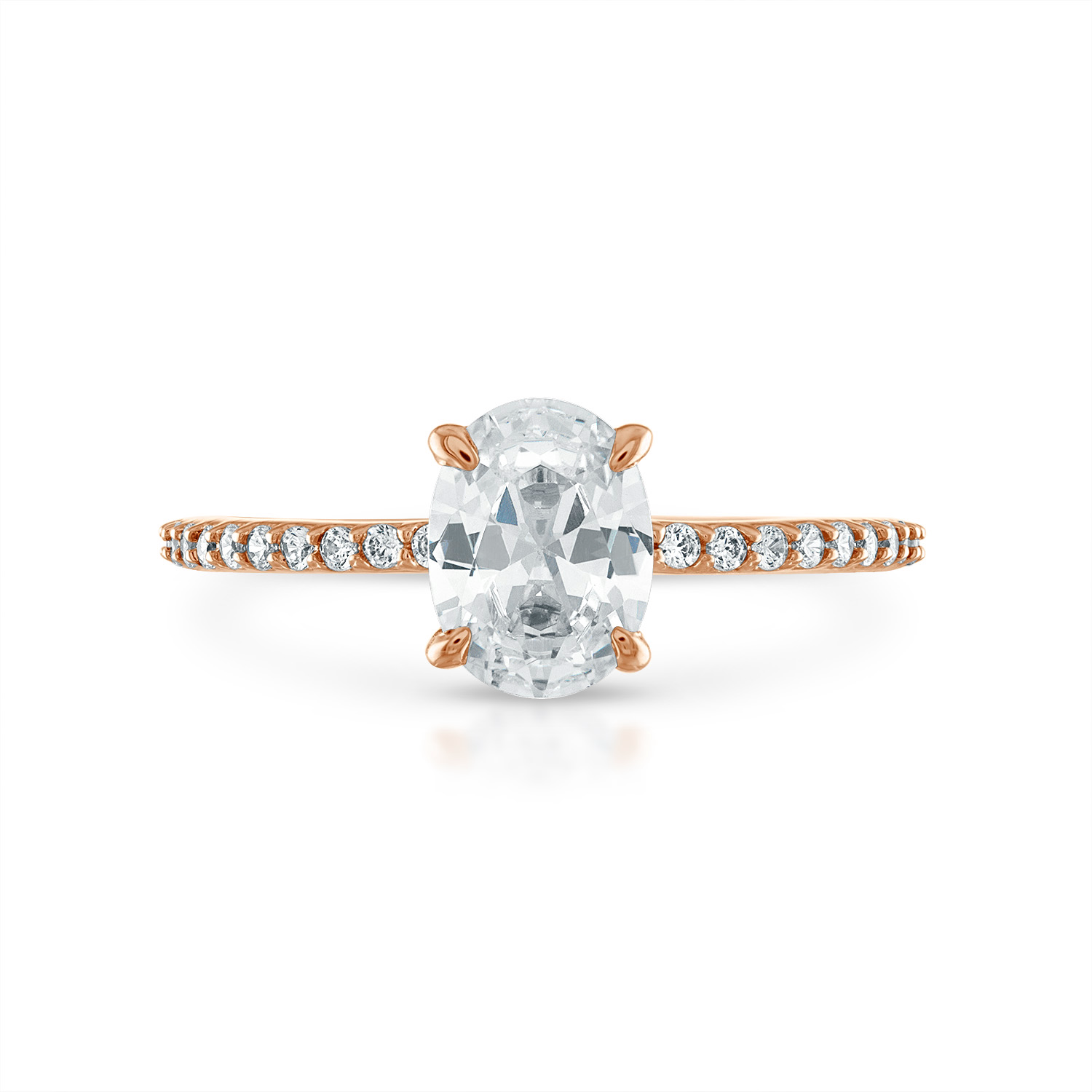 Oval Pave Engagement Ring in Rose Gold