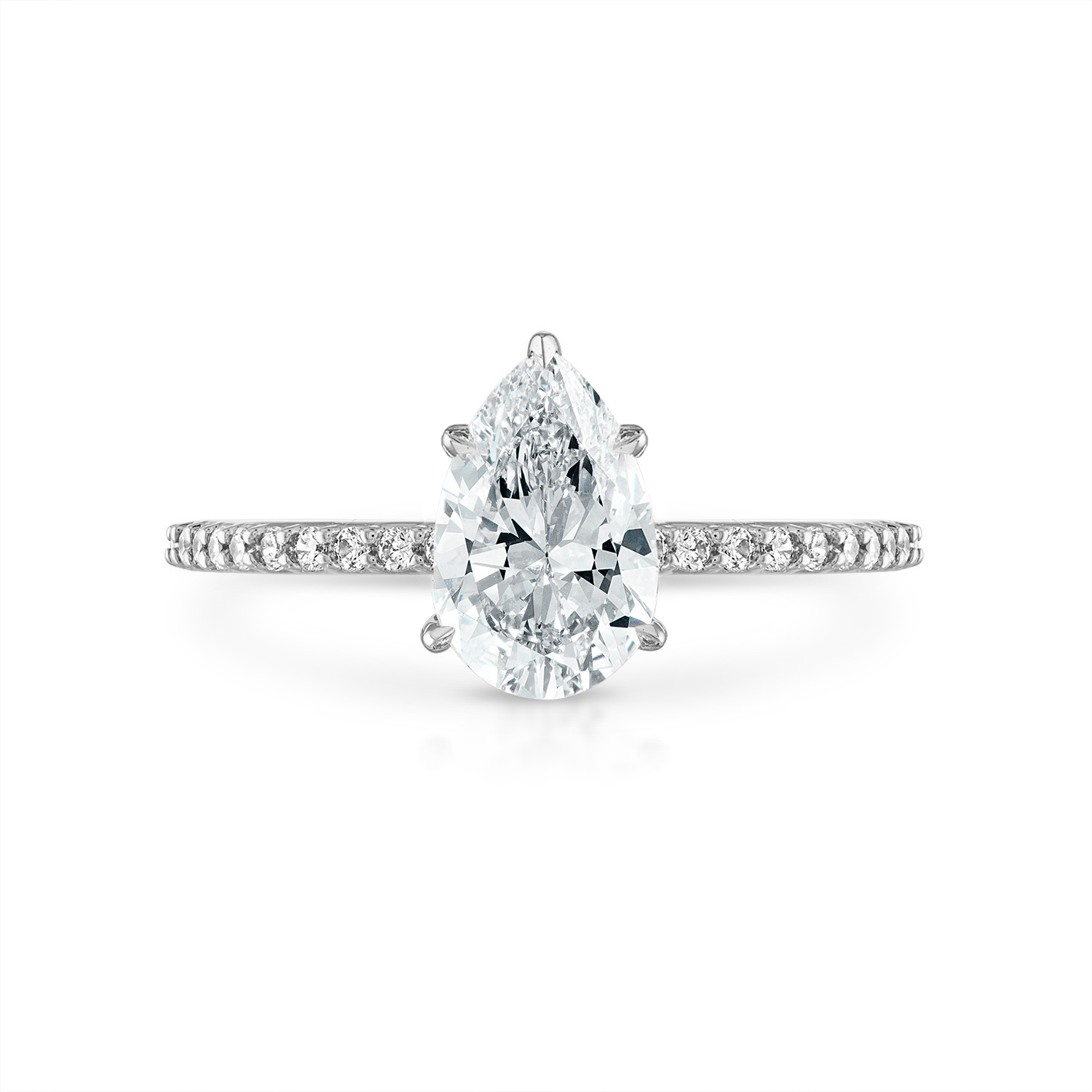 Pear Pave with Pave Underbezel Engagement Ring in Platinum