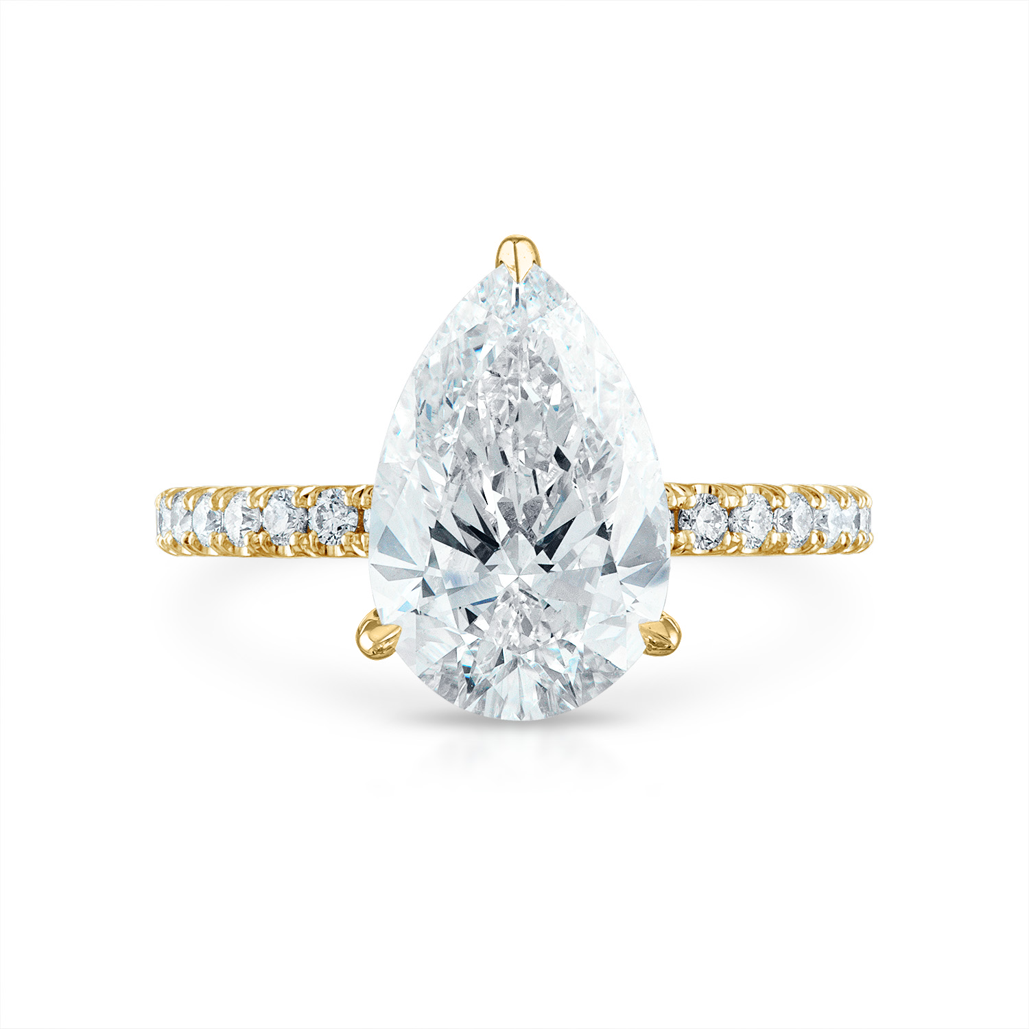 Pear Pave Engagement Ring in Yellow Gold