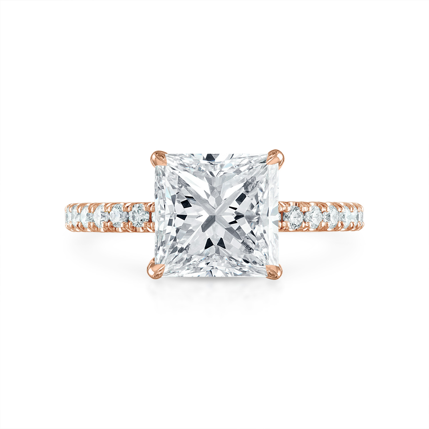 Princess Pave Engagement Ring in Rose Gold