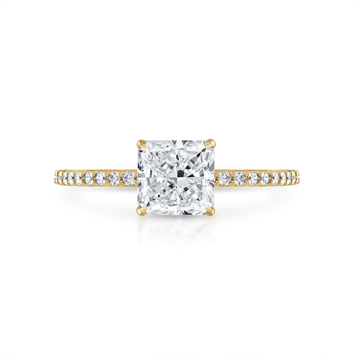 Radiant Pave Engagement Ring in Yellow Gold