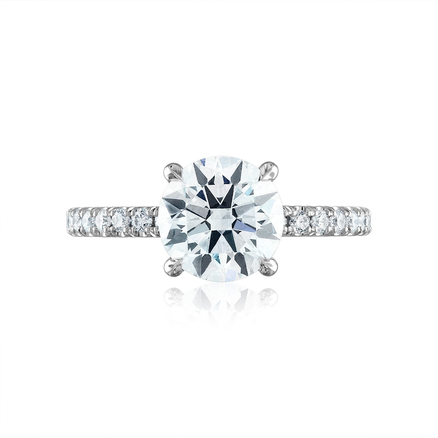 Round Pave Engagement Ring in Platinum