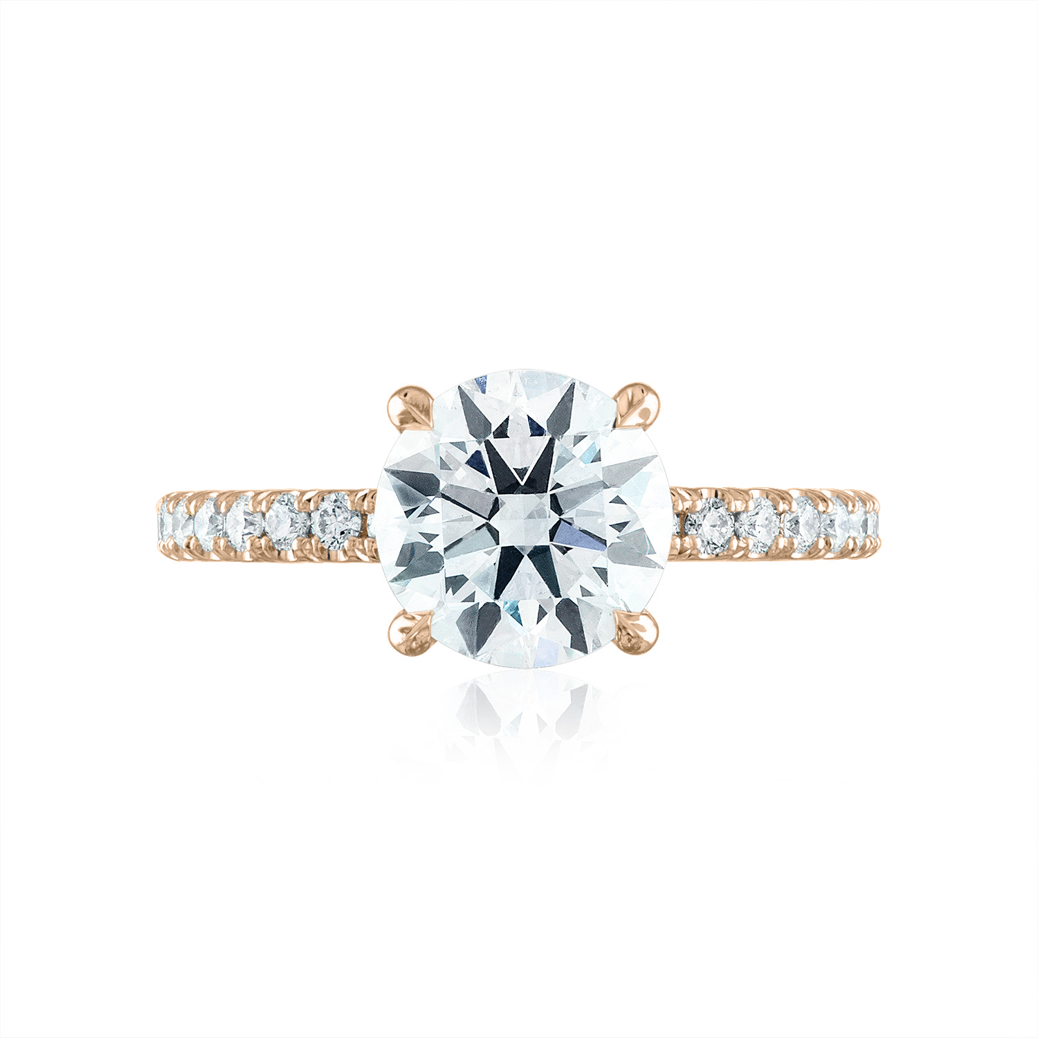 Round Pave Engagement Ring in Rose Gold
