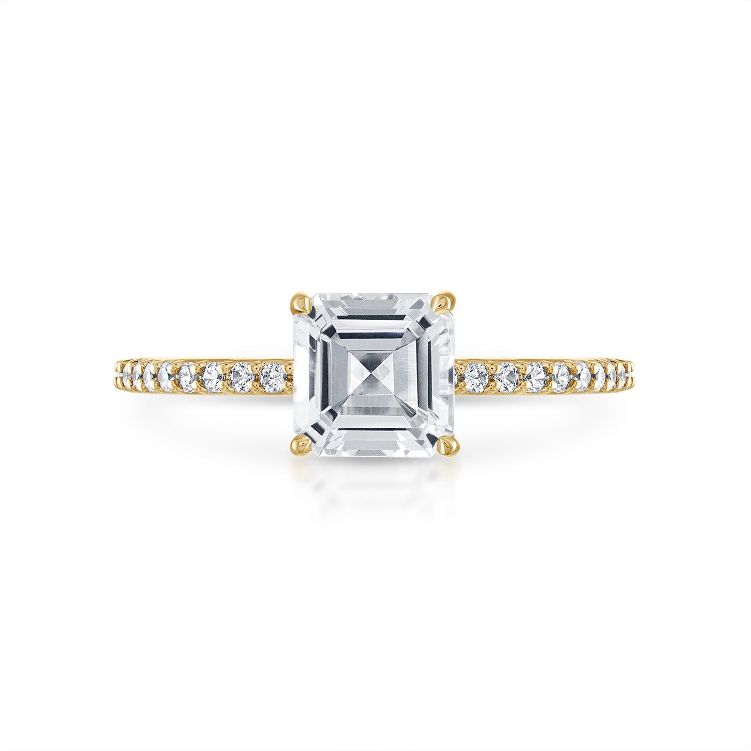 Asscher Pave with Pave Underbezel Engagement Ring in Yellow Gold