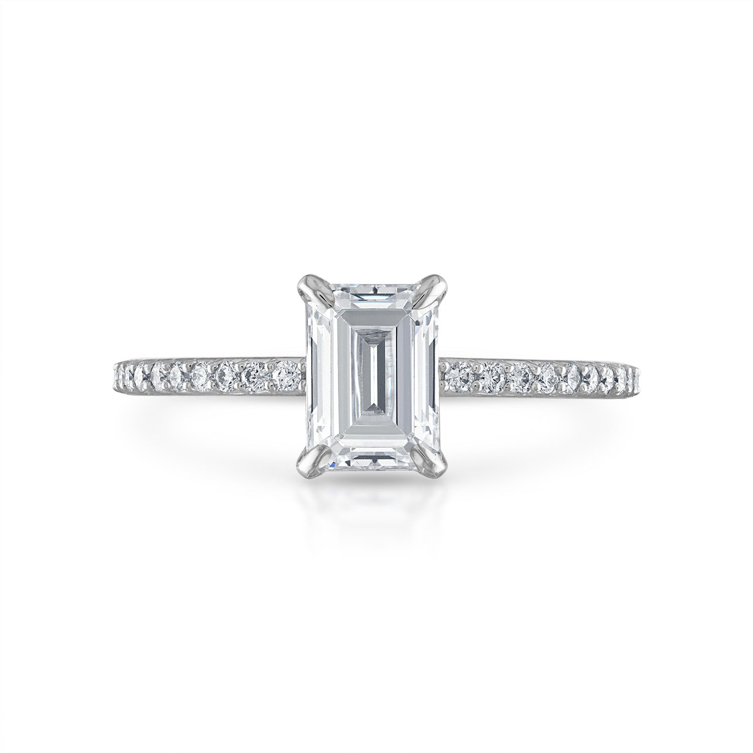 Emerald Pave with Pave Underbezel Engagement Ring in Platinum