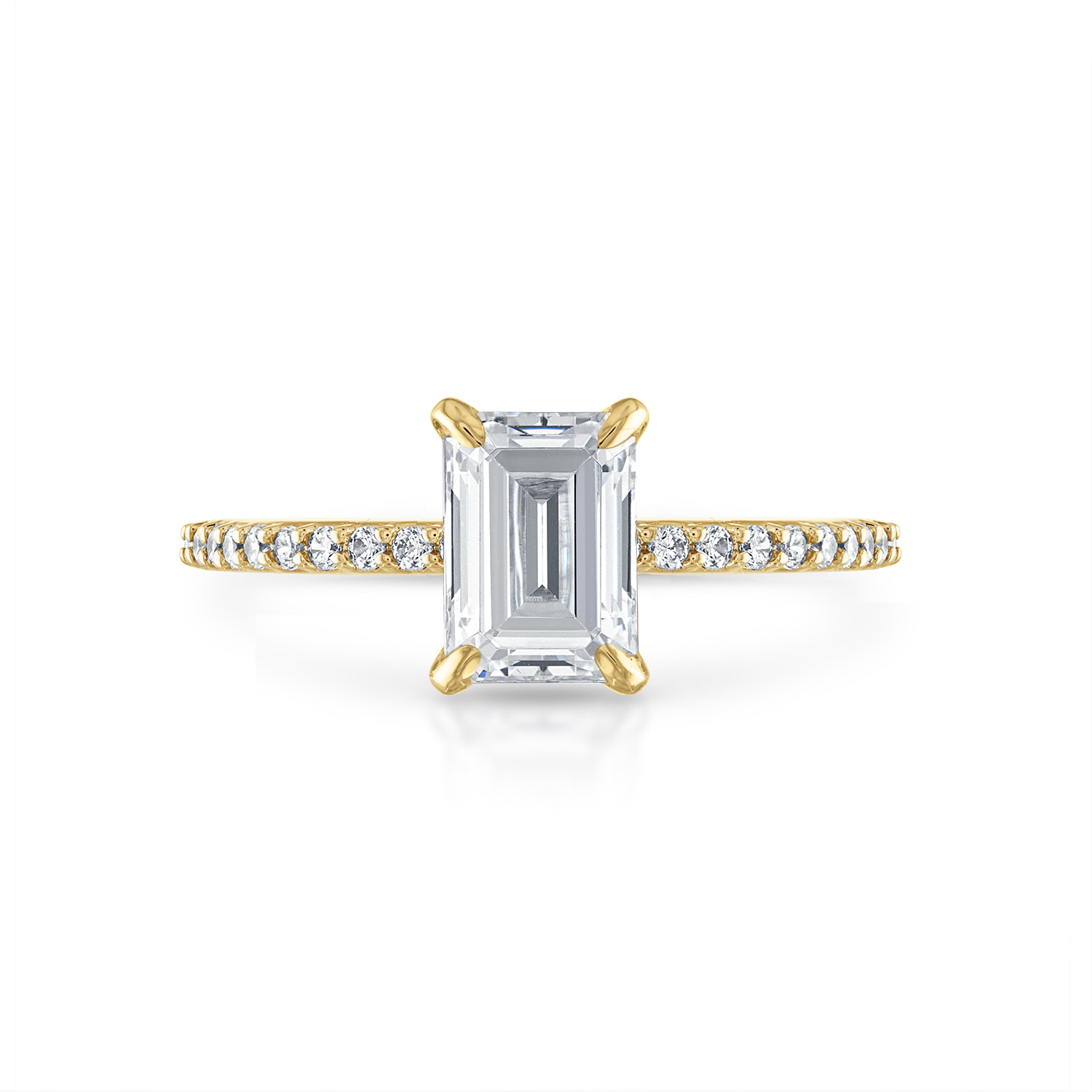 Emerald Pave with Pave Underbezel Engagement Ring in Yellow Gold