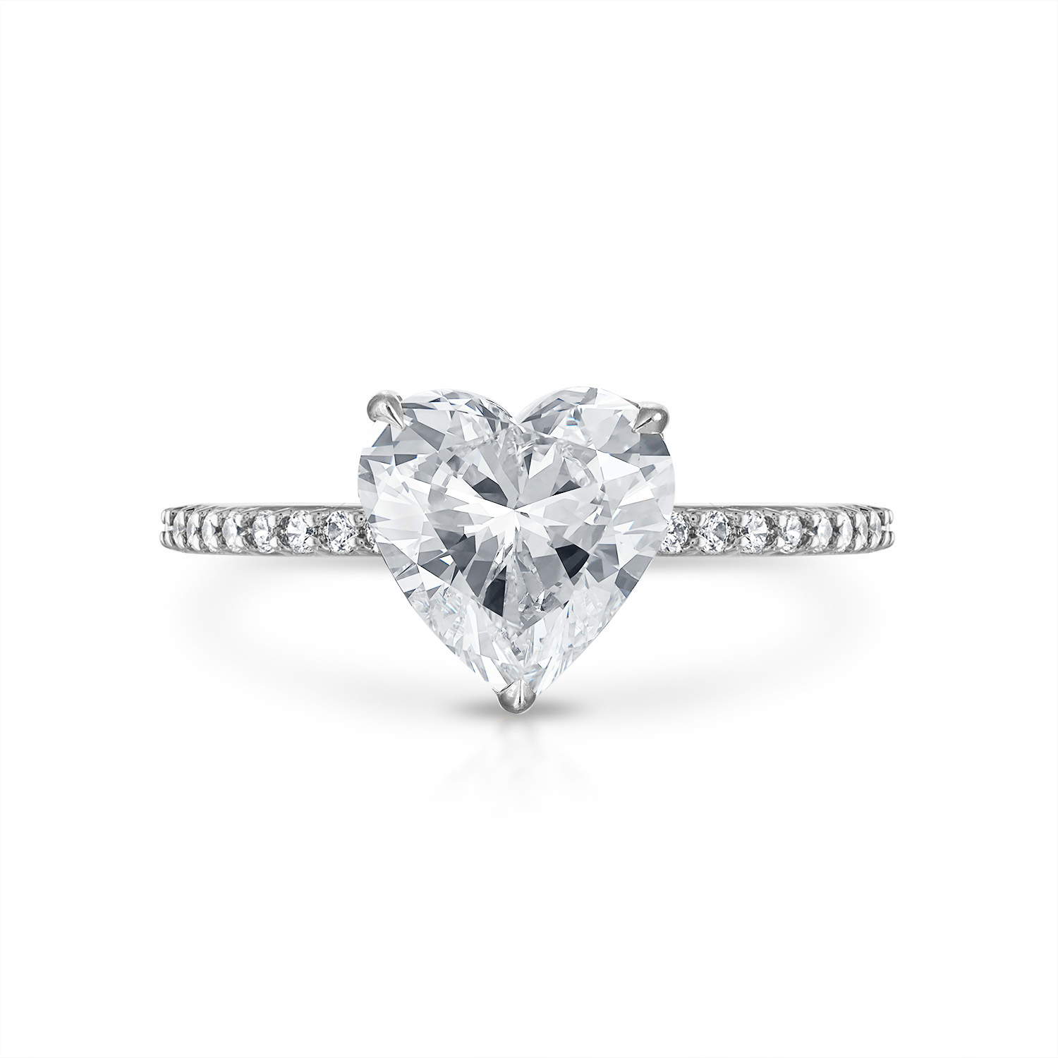 Heart Pave with Pave Underbezel Engagement Ring in Platinum