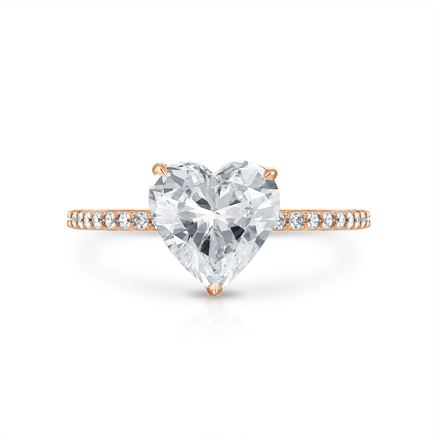Heart Pave with Pave Underbezel Engagement Ring in Rose Gold