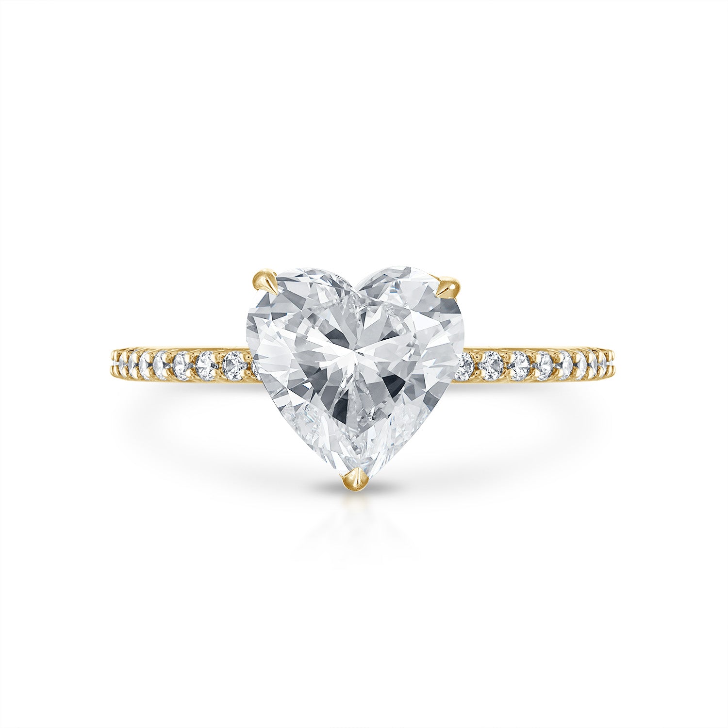 Heart Pave with Pave Underbezel Engagement Ring in Yellow Gold