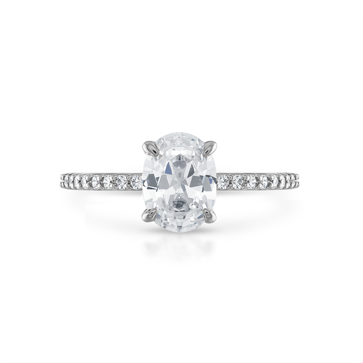 Oval Pave with Pave Underbezel Engagement Ring in Platinum