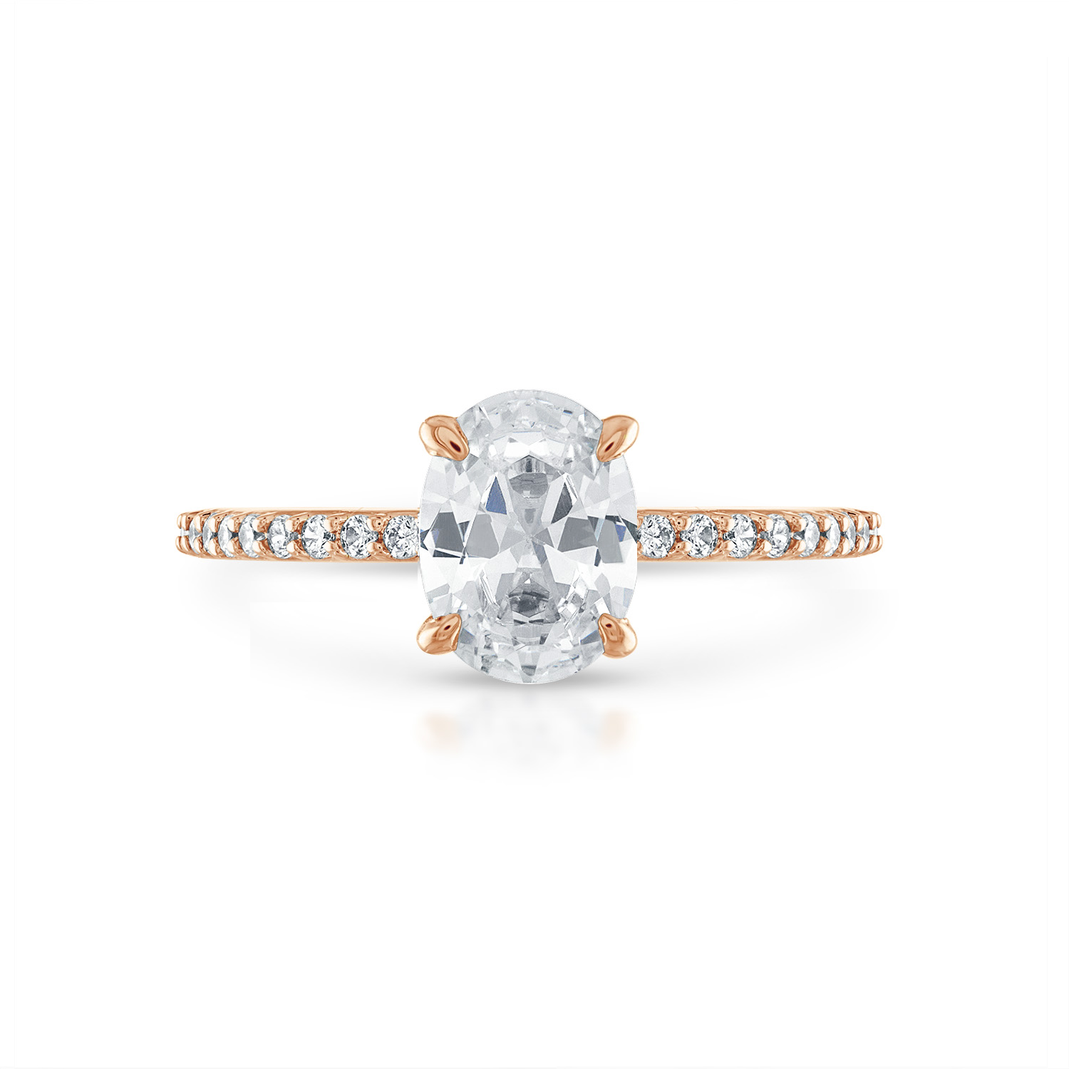 Oval Pave with Pave Underbezel Engagement Ring in Rose Gold