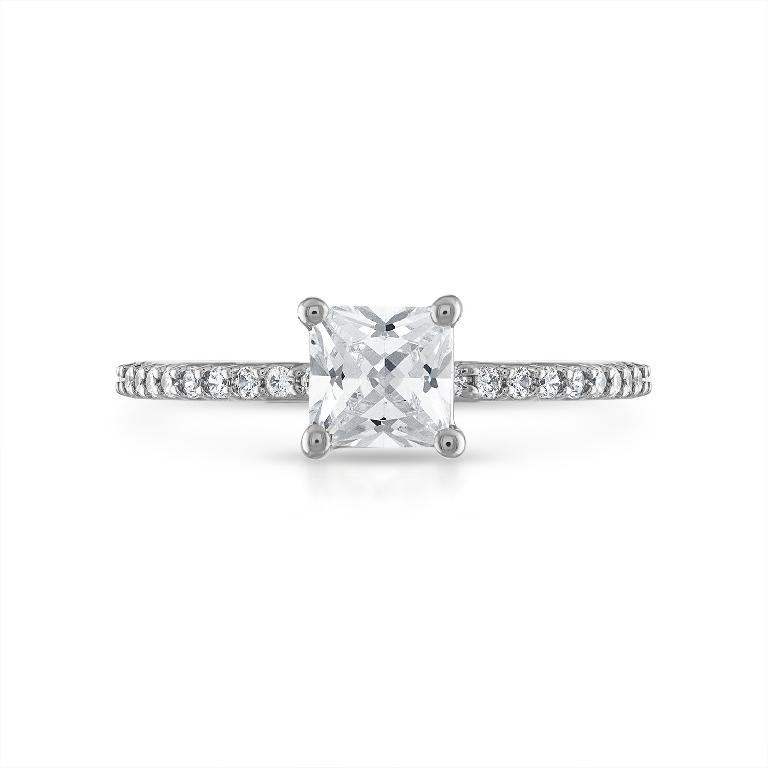 Princess Pave with Pave Underbezel Engagement Ring in Platinum