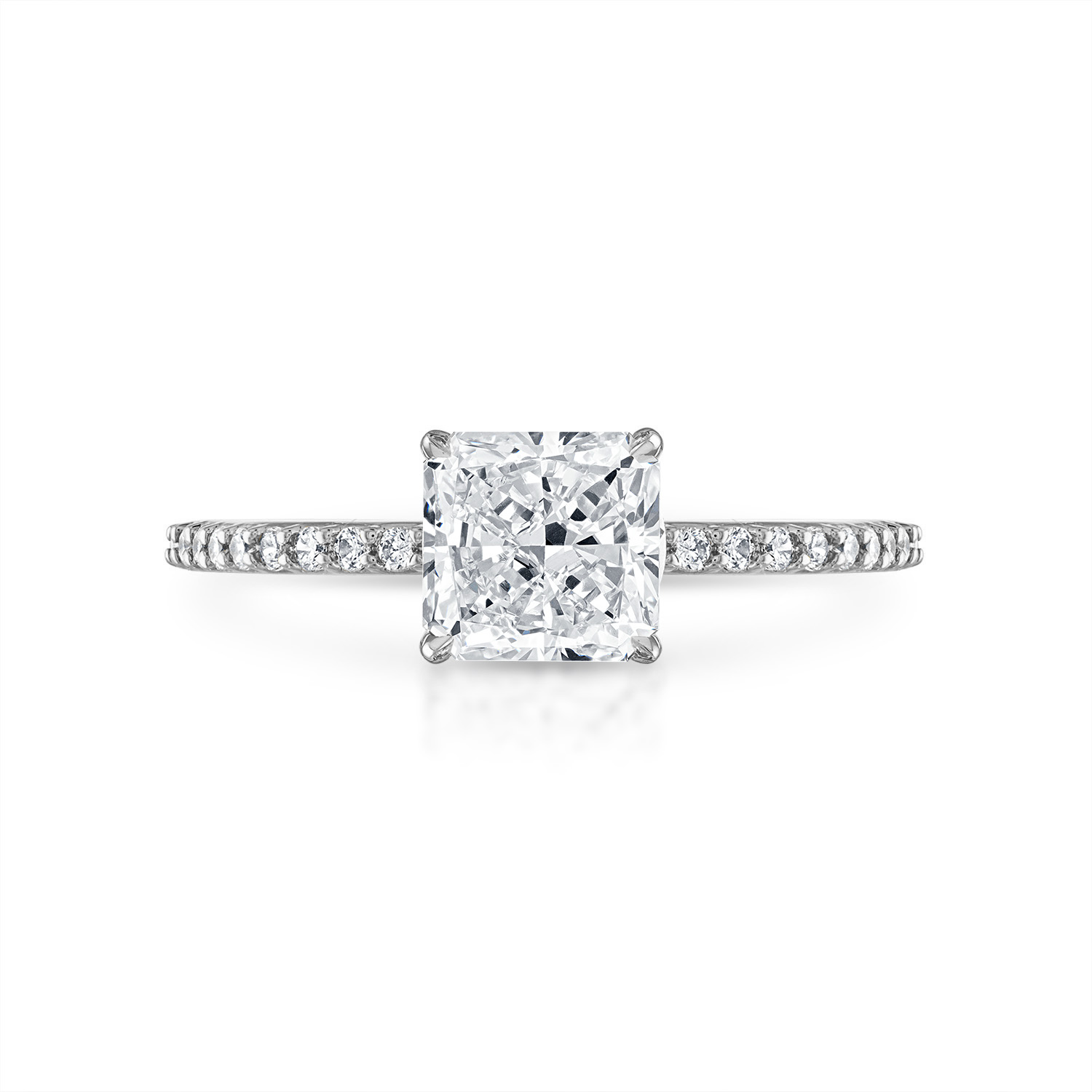 Radiant Pave with Pave Underbezel Engagement Ring in Platinum