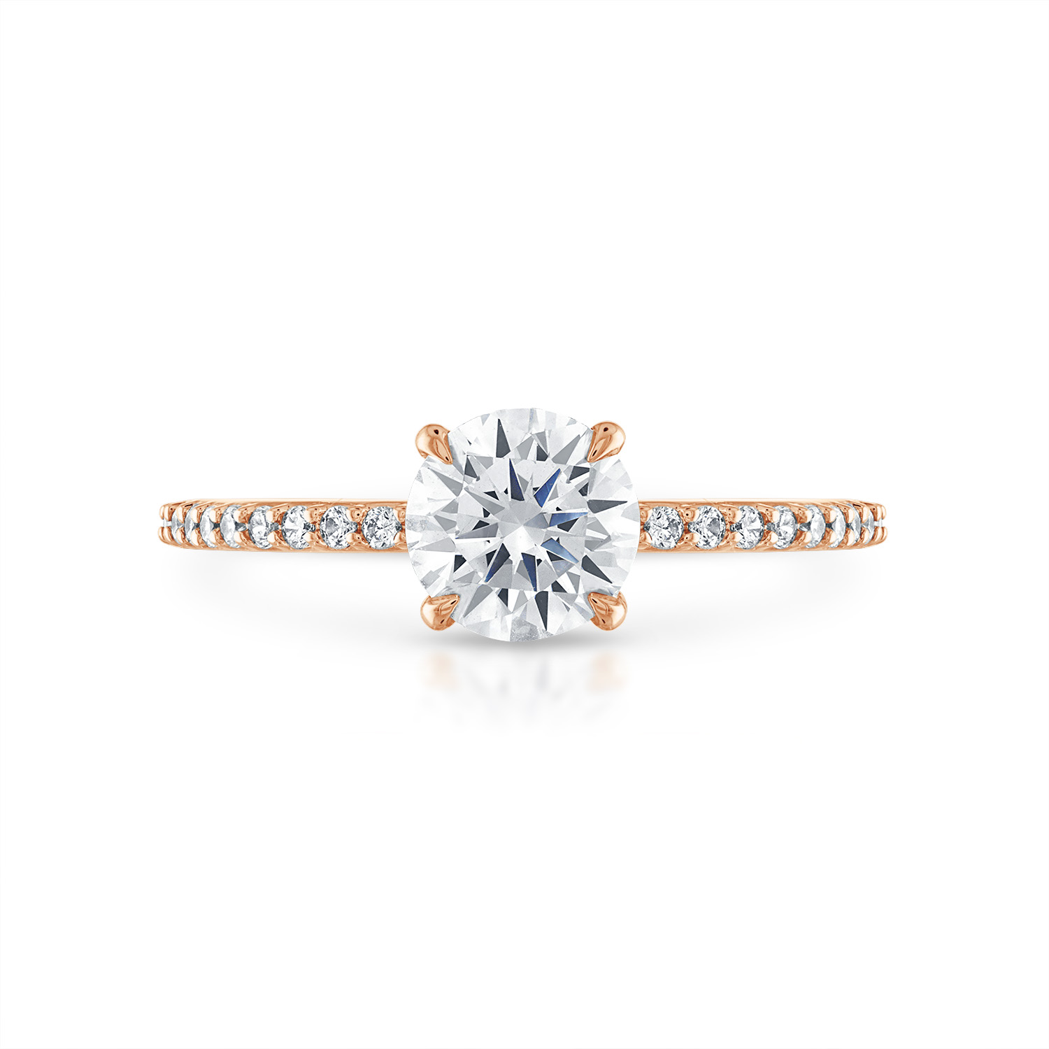 Round Pave with Pave Underbezel Engagement Ring in Rose Gold
