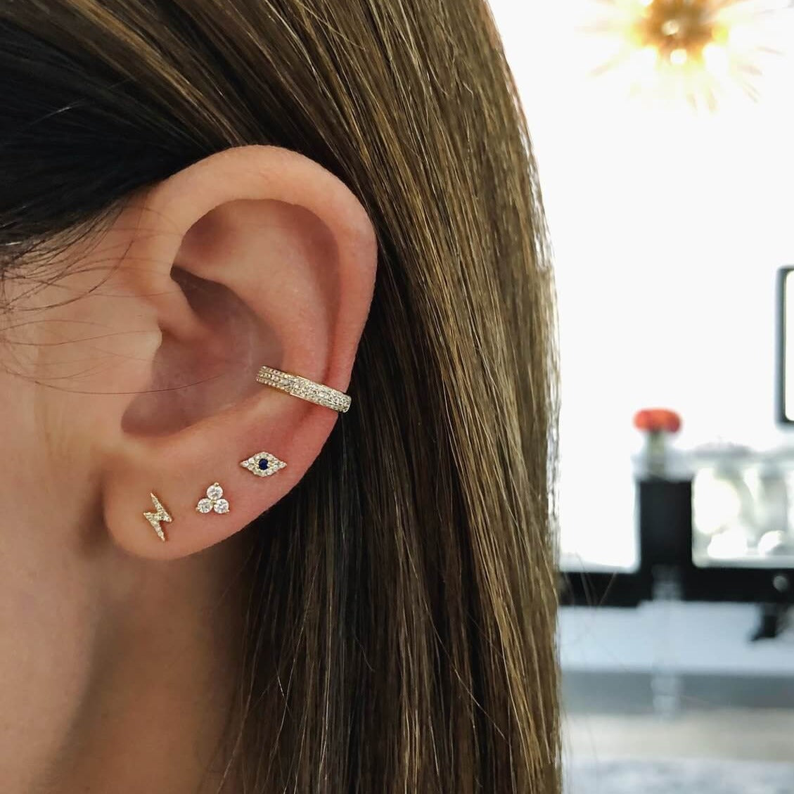 Mini Diamond Evil Eye Stud Earring