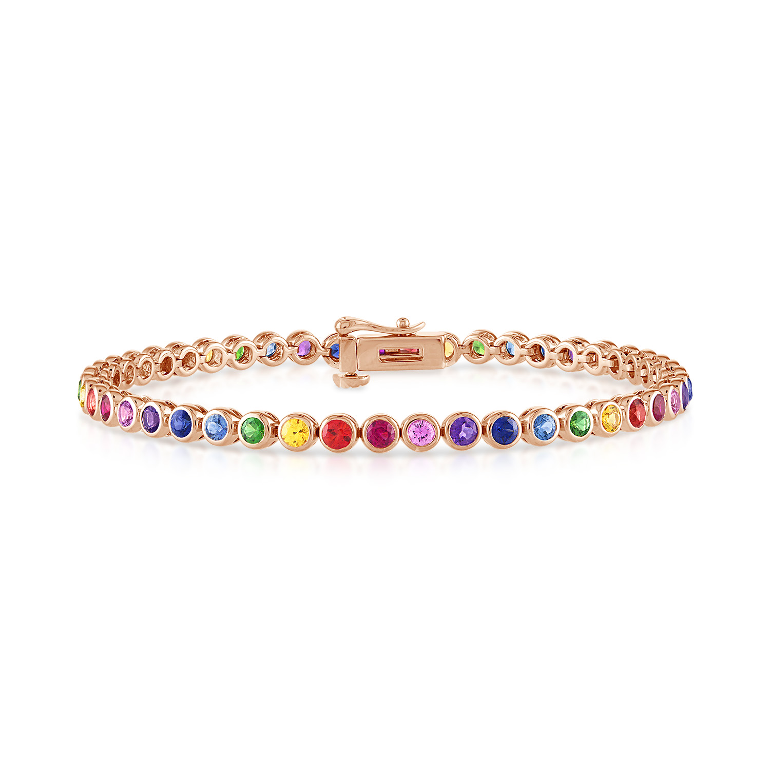 Bezel Set Rainbow Tennis Bracelet