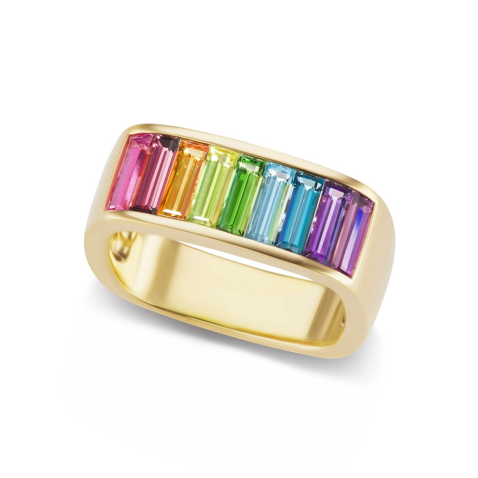 Medium Square Cirque Rainbow Band with Baguettes