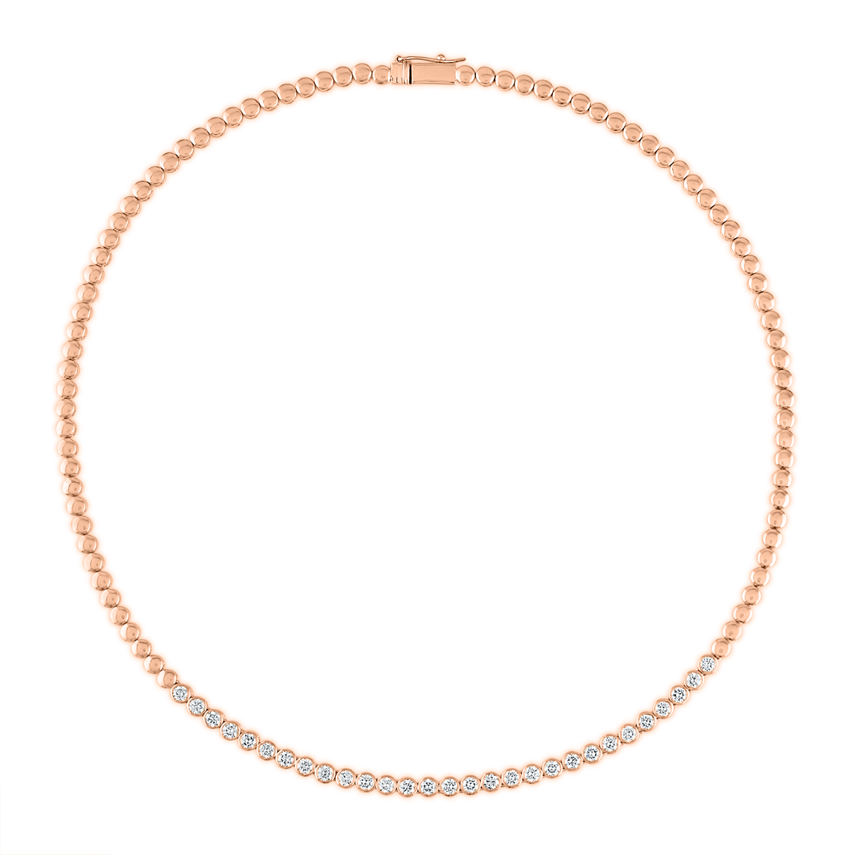 Gold Bead and Bezel Tennis Necklace Stephanie Gottlieb