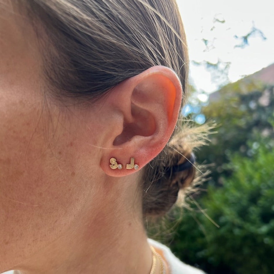 Radiant Initial Stud With Birthstone