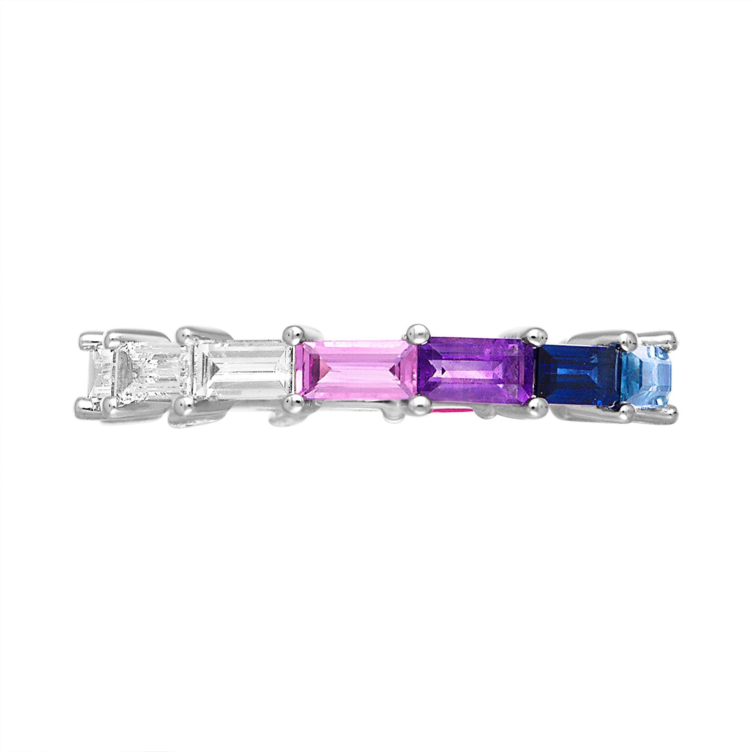 Platinum Rainbow and Diamond Baguette Eternity Band