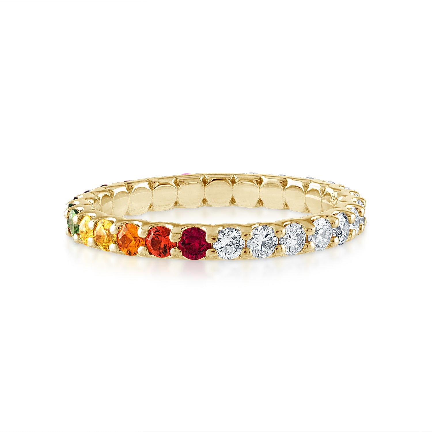 Yellow Gold Rainbow and Diamond Round Eternity Band