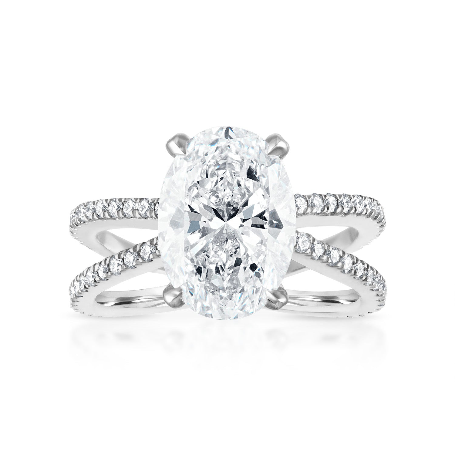 Reverse Pave Split Shank Engagement Ring Platinum Oval